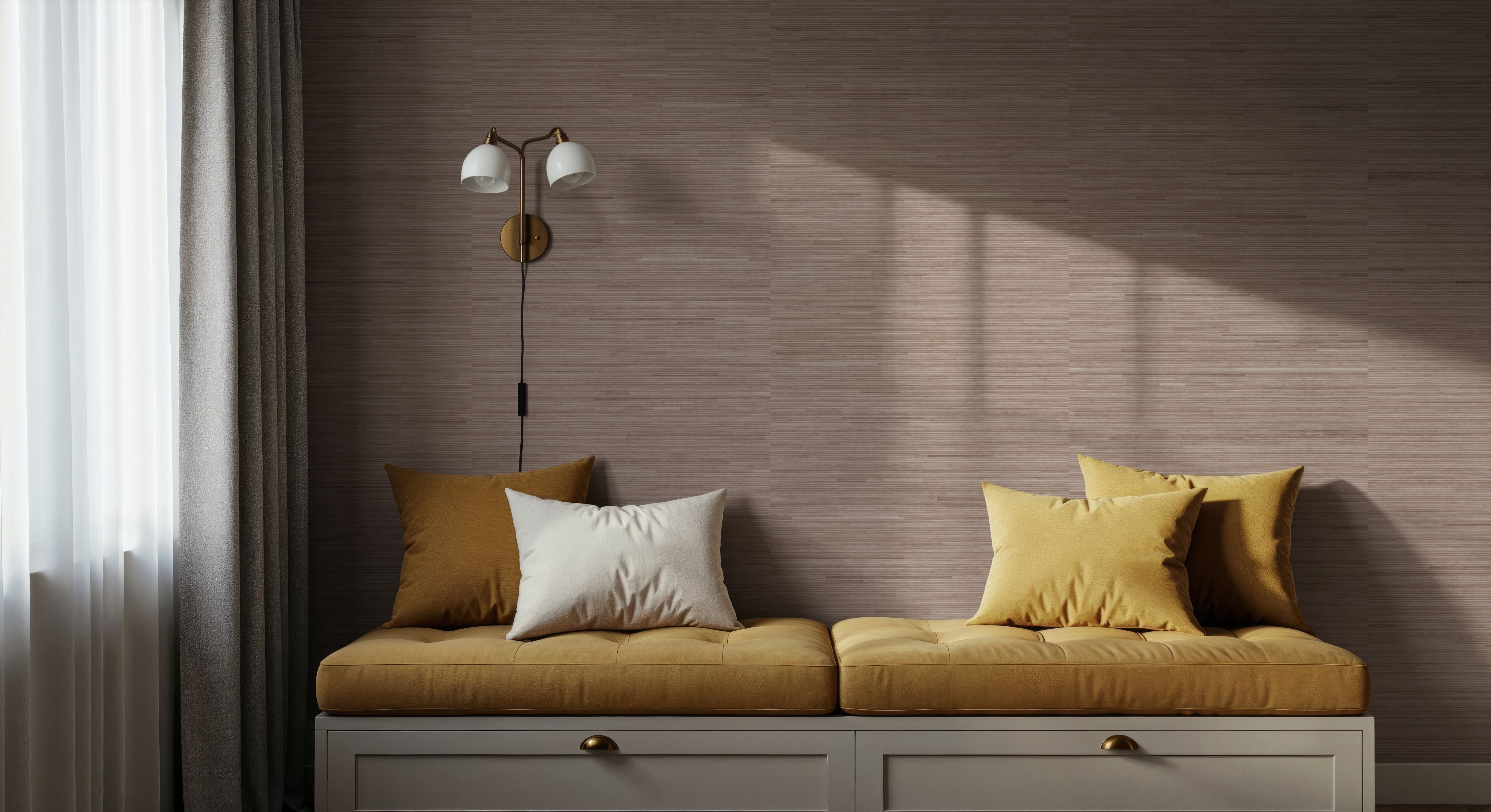 Faux Grasscloth with Visible Seams, Rose Clay