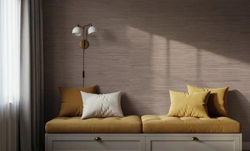 Faux Grasscloth with Visible Seams, Rose Clay