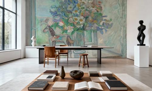 Flowers and Horse Figure By Window