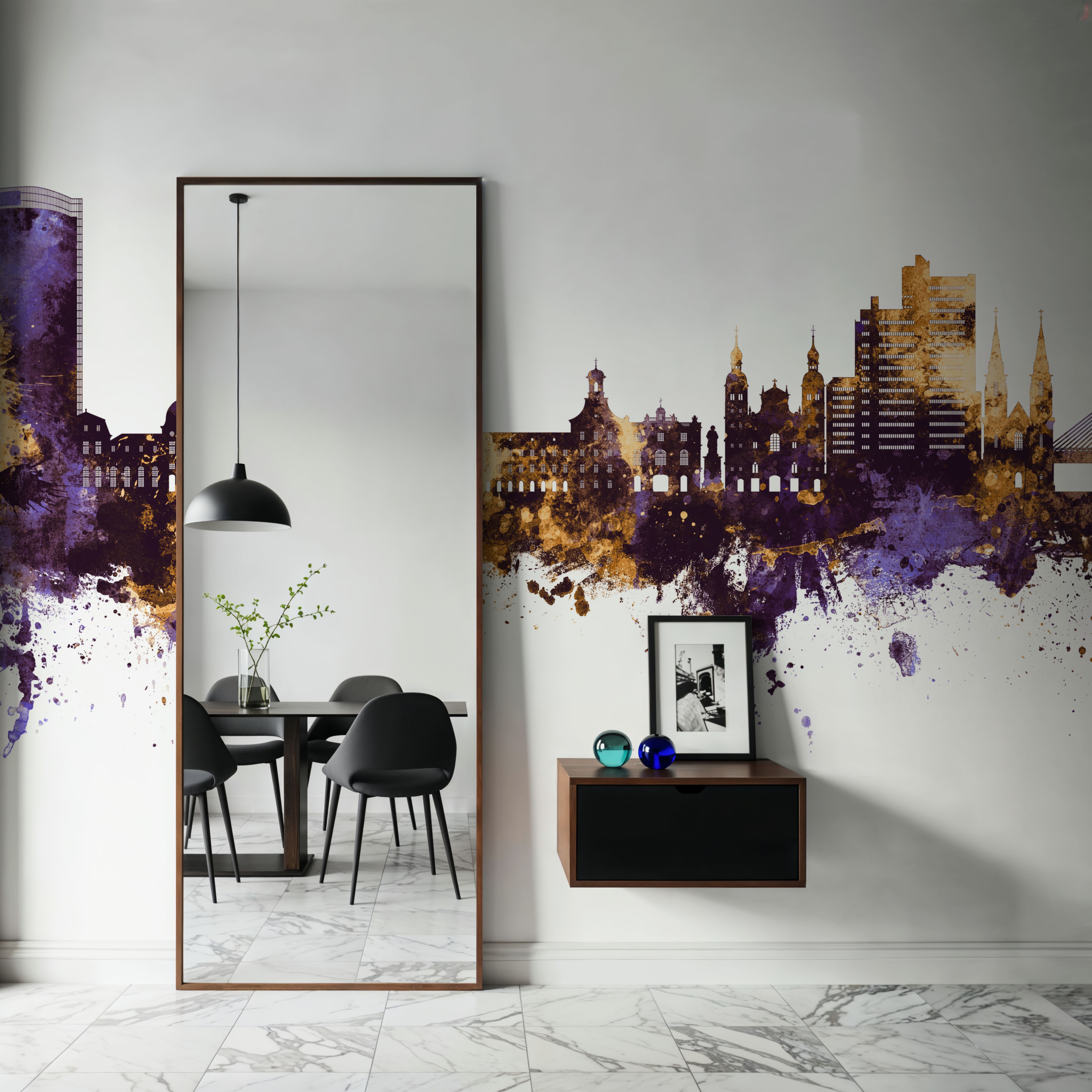 Bonn Skyline Purplr & Gold