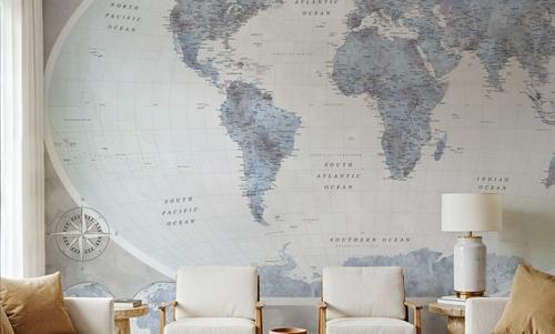 World Map Atlas Blue