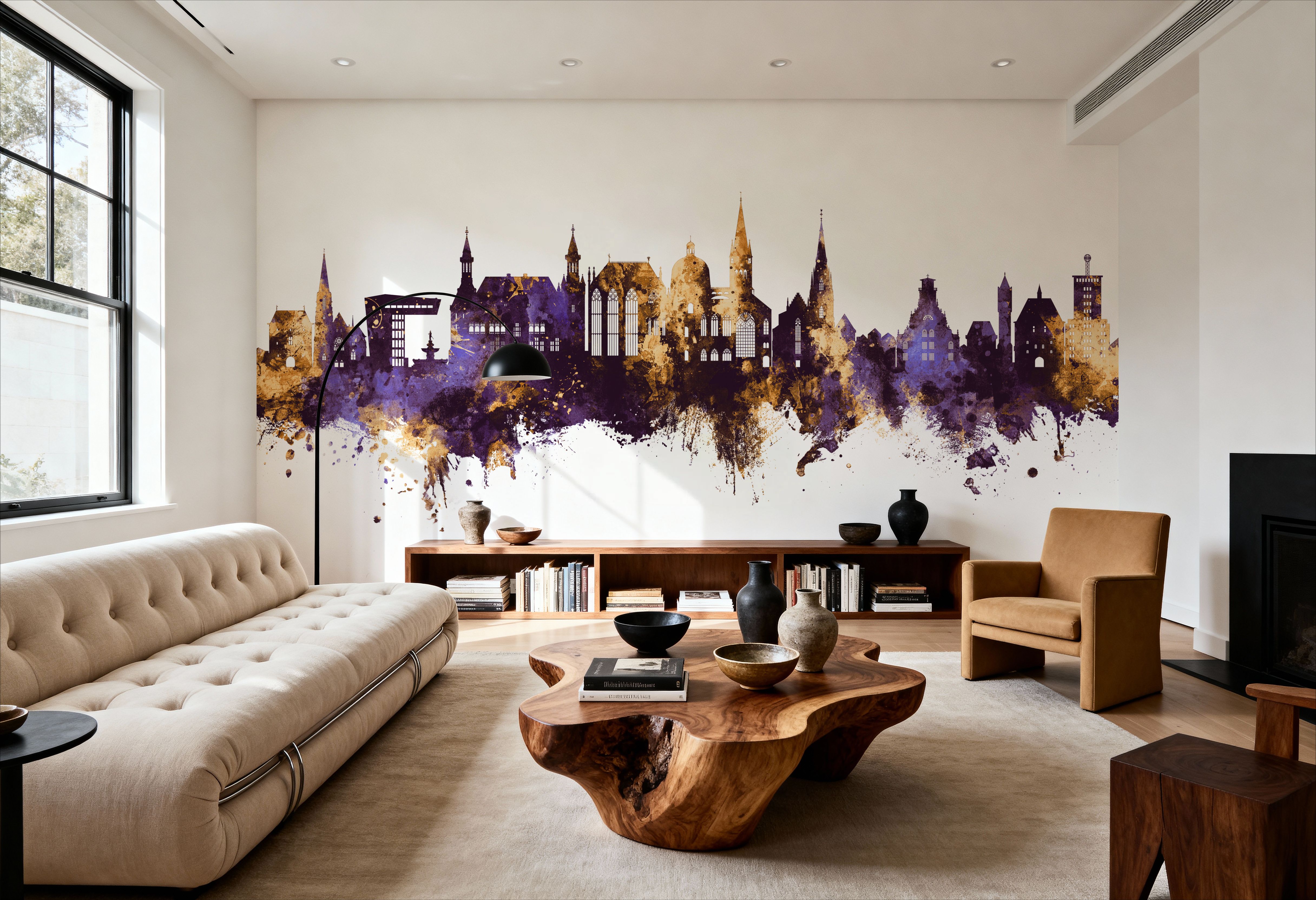 Aachen Germany Skyline Purple & Gold