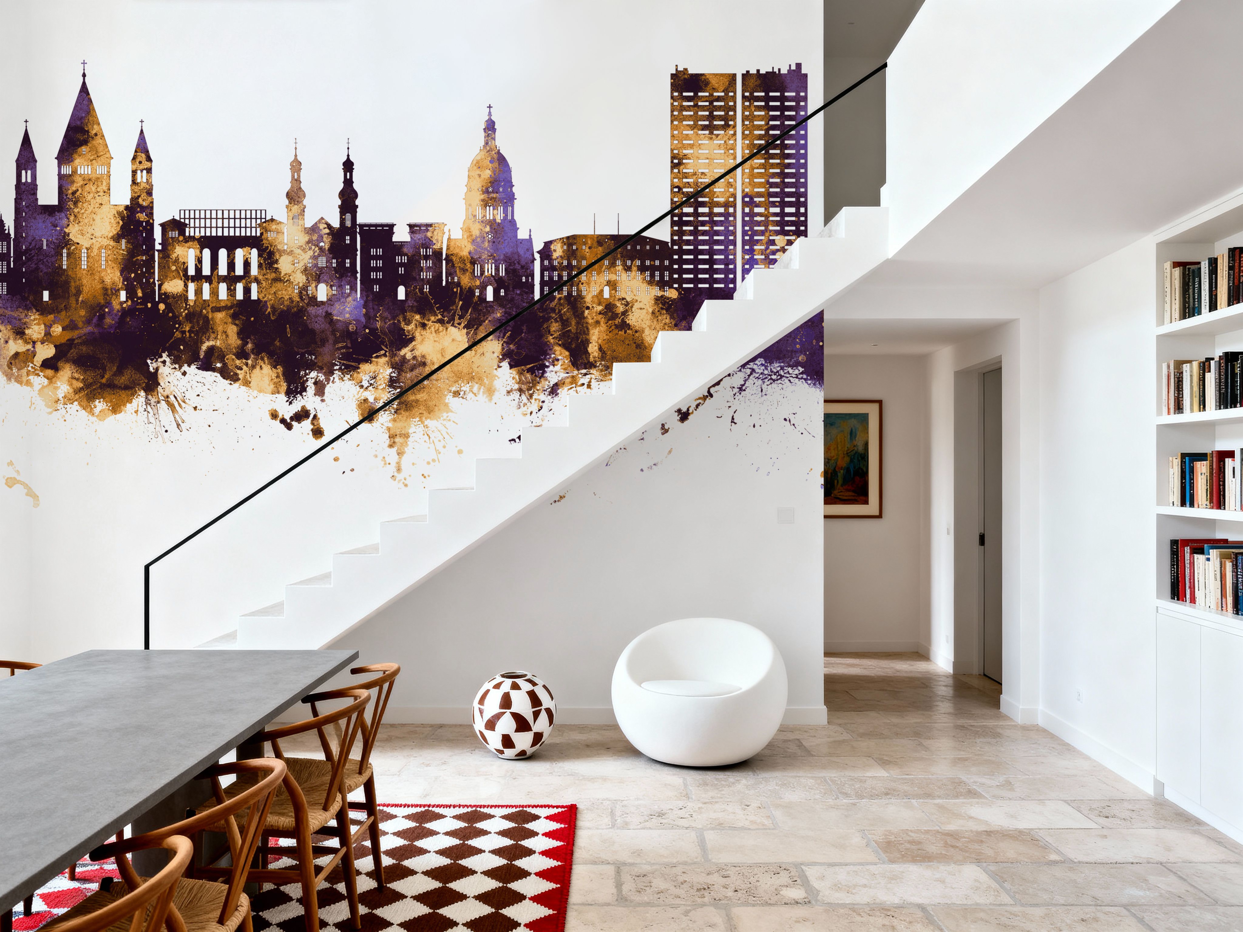 Mainz Germany Skyline Purple & Gold