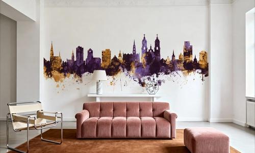 St Gallen Switzerland Skyline Purple & Gold