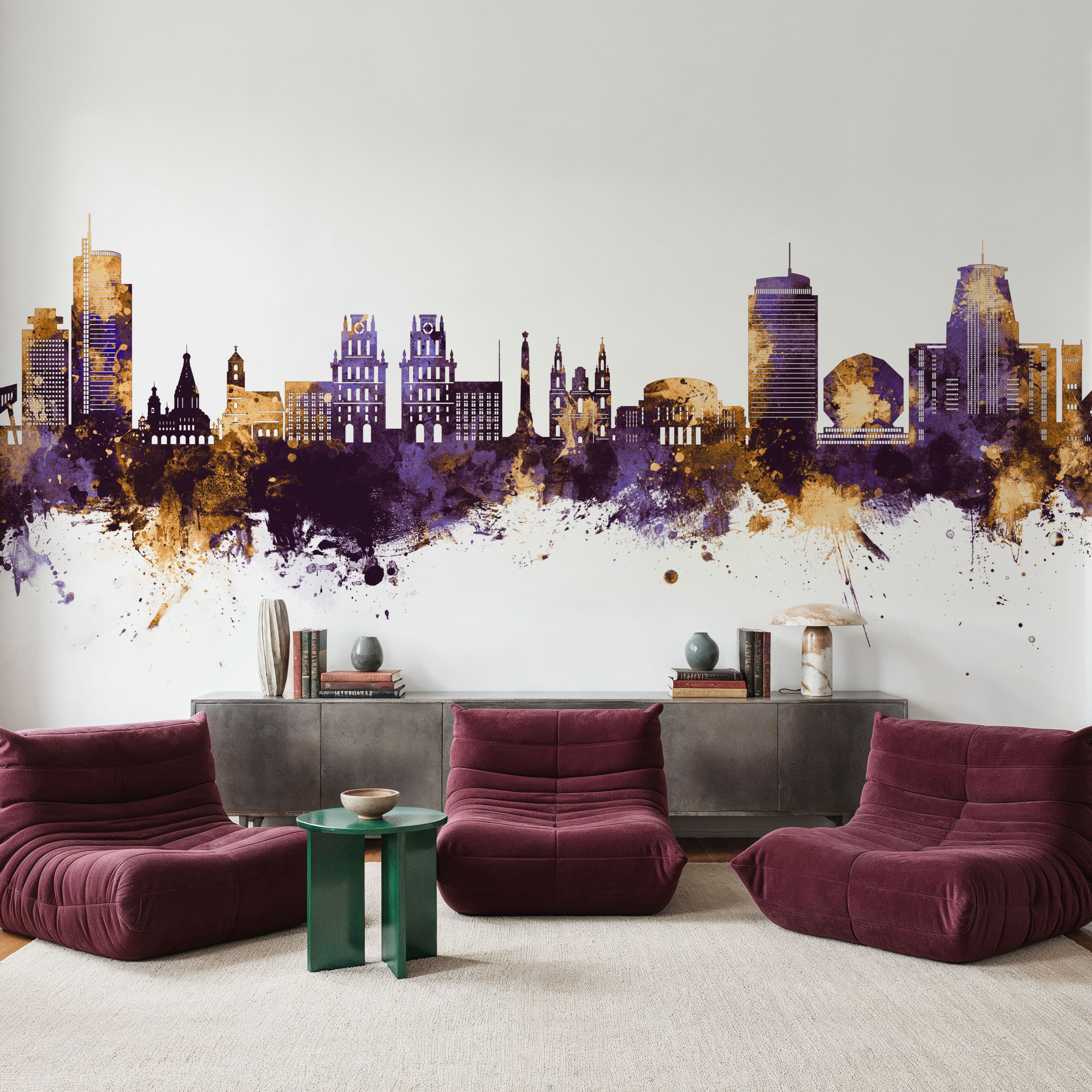 Minsk Belarus Skyline Purple & Gold