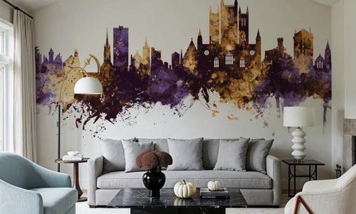 Lincoln England Skyline Purple & Gold