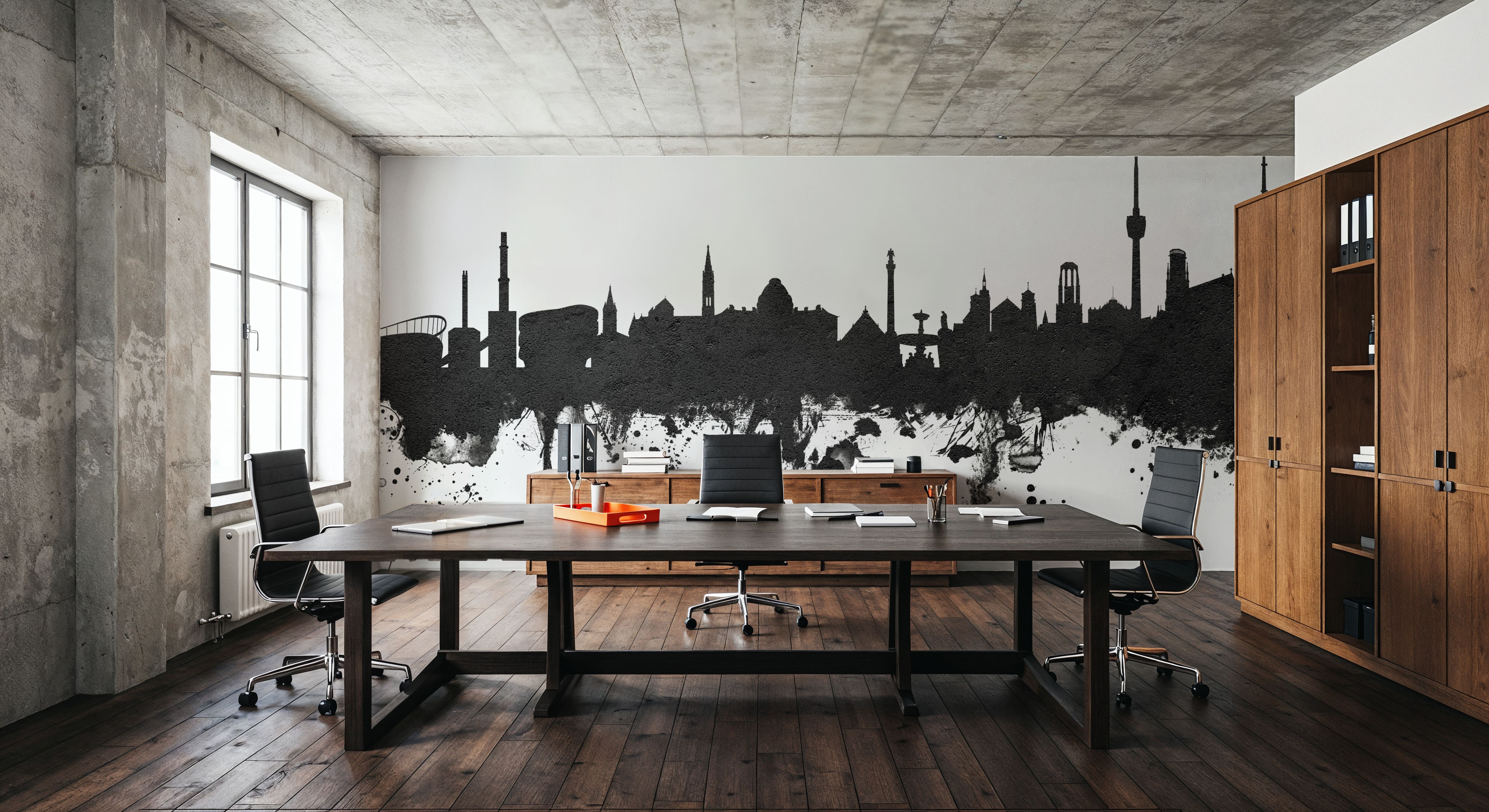Stuttgart Germany Skyline Black & White