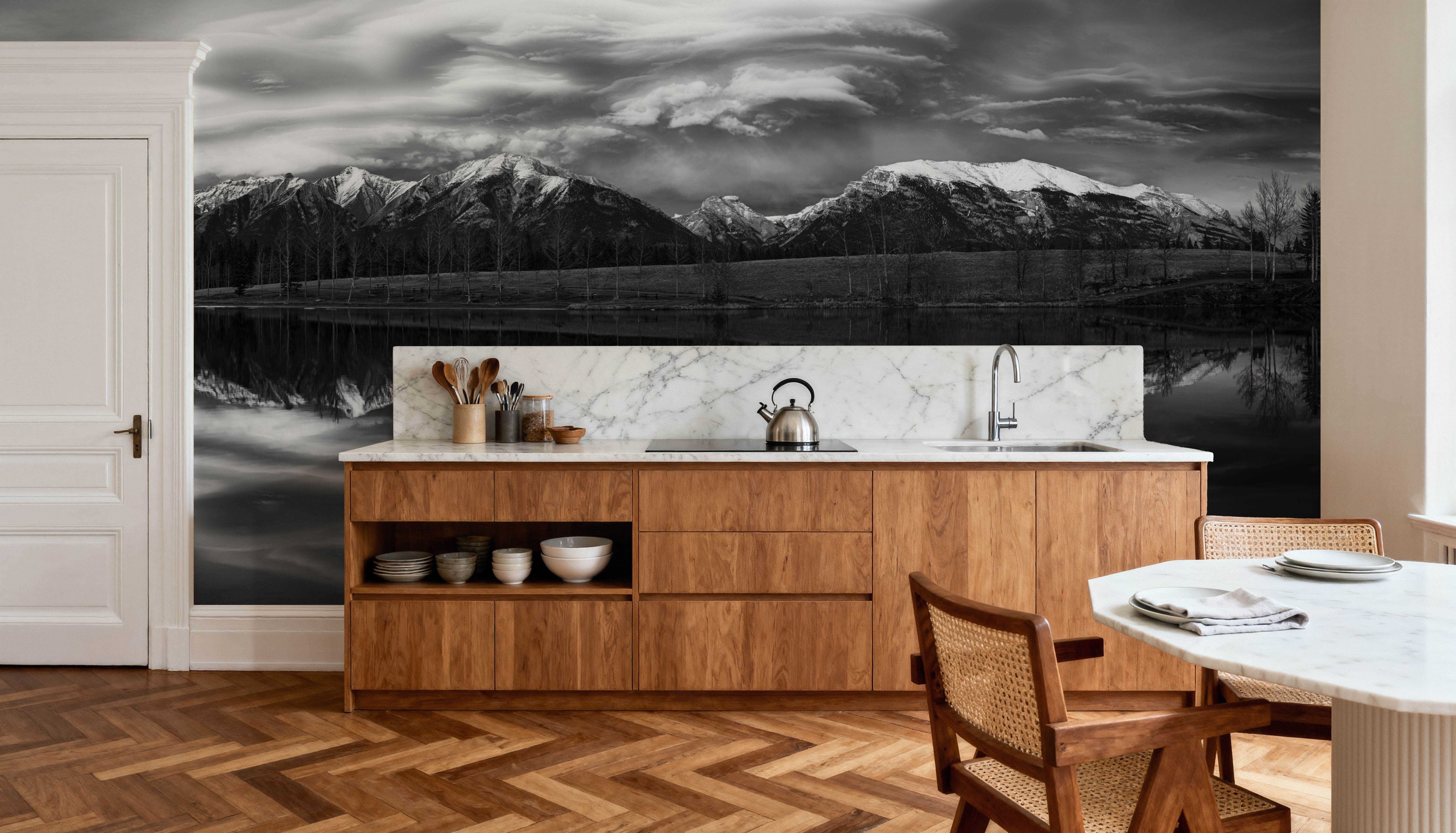 Chinook Clouds BW, Papel pintado