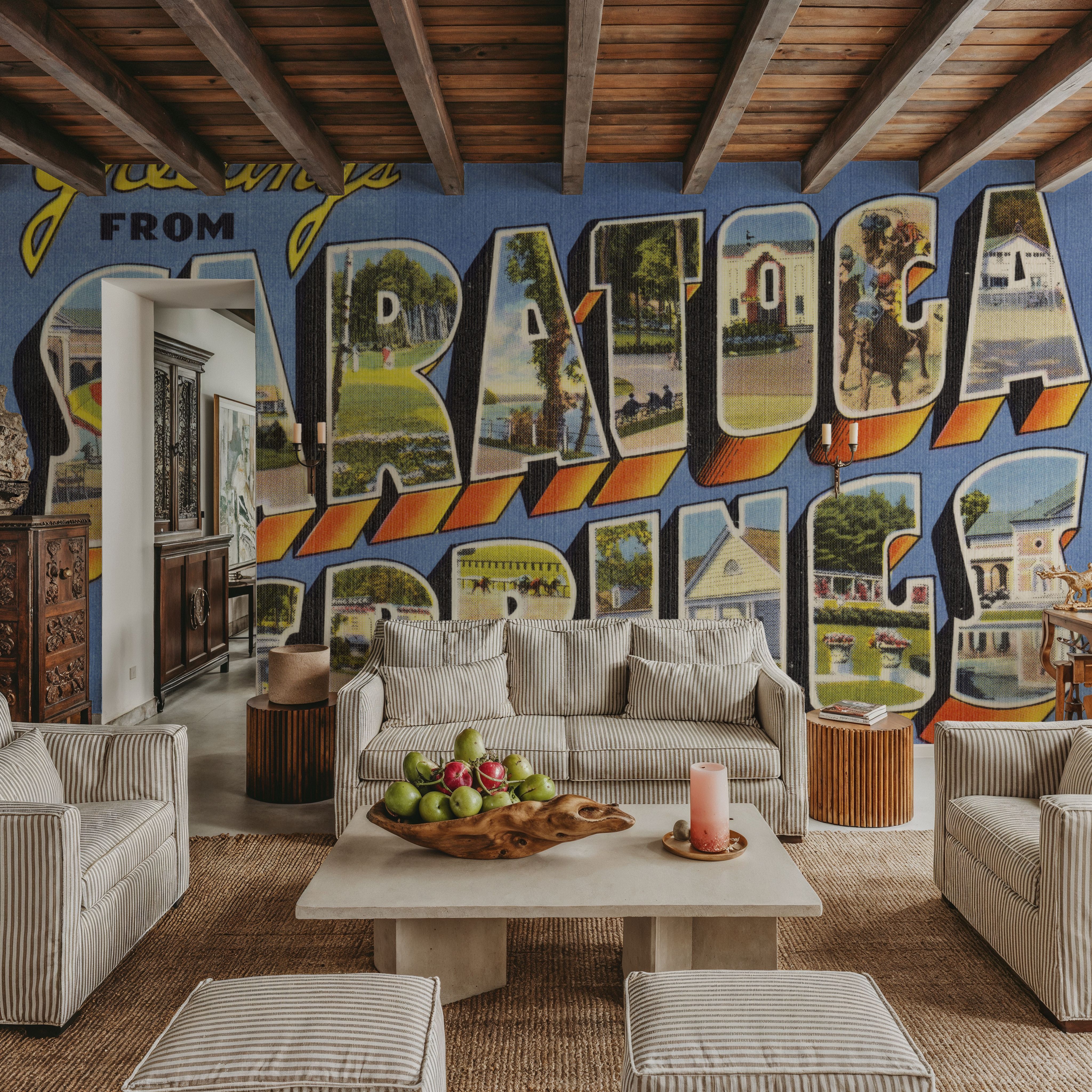 Greetings from Saratoga Springs - Screenprint Postcard