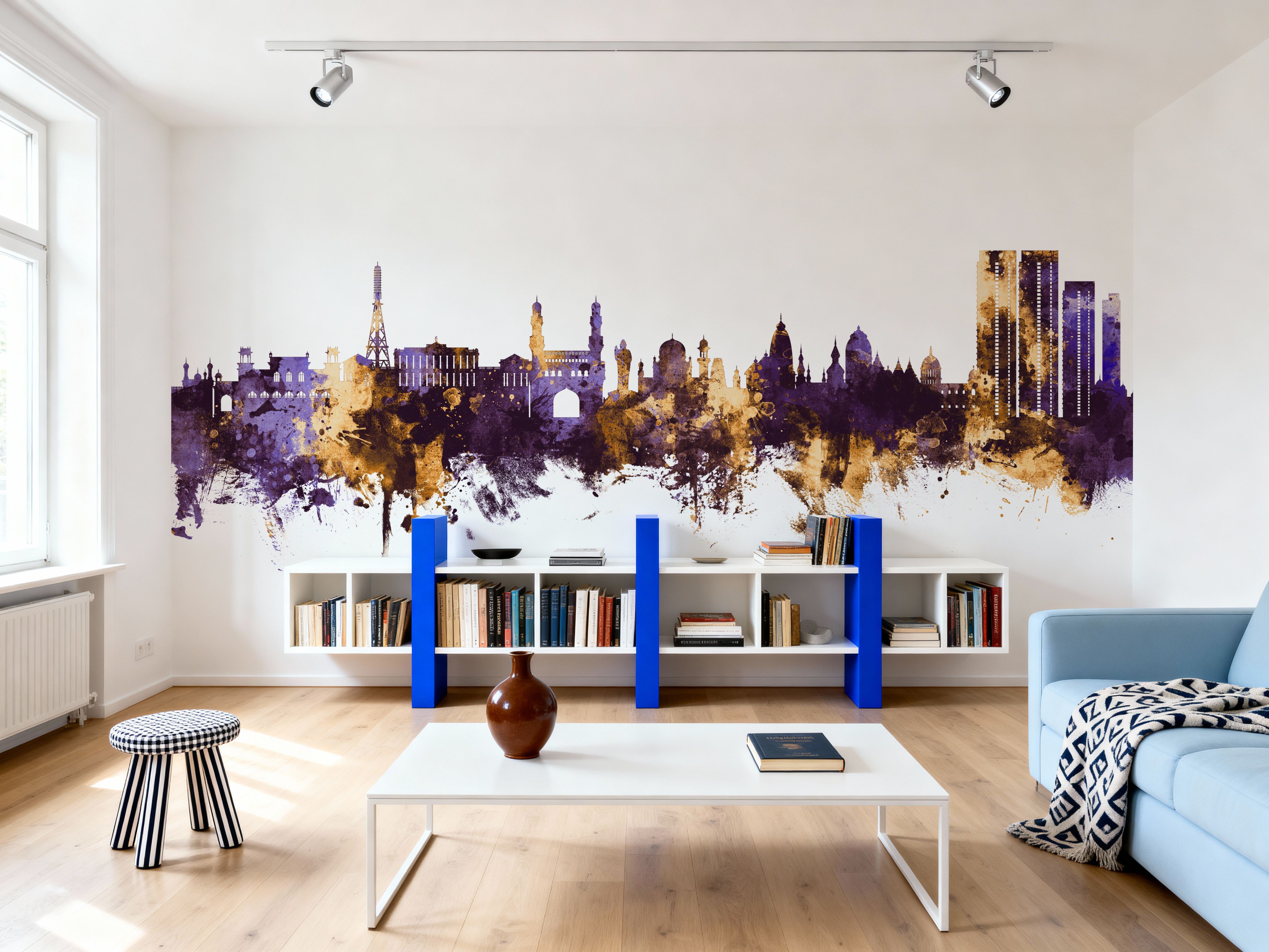 Hyderabad Skyline Purple & Gold