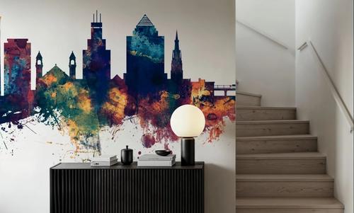 Durham North Carolina Skyline Blue & Bronze