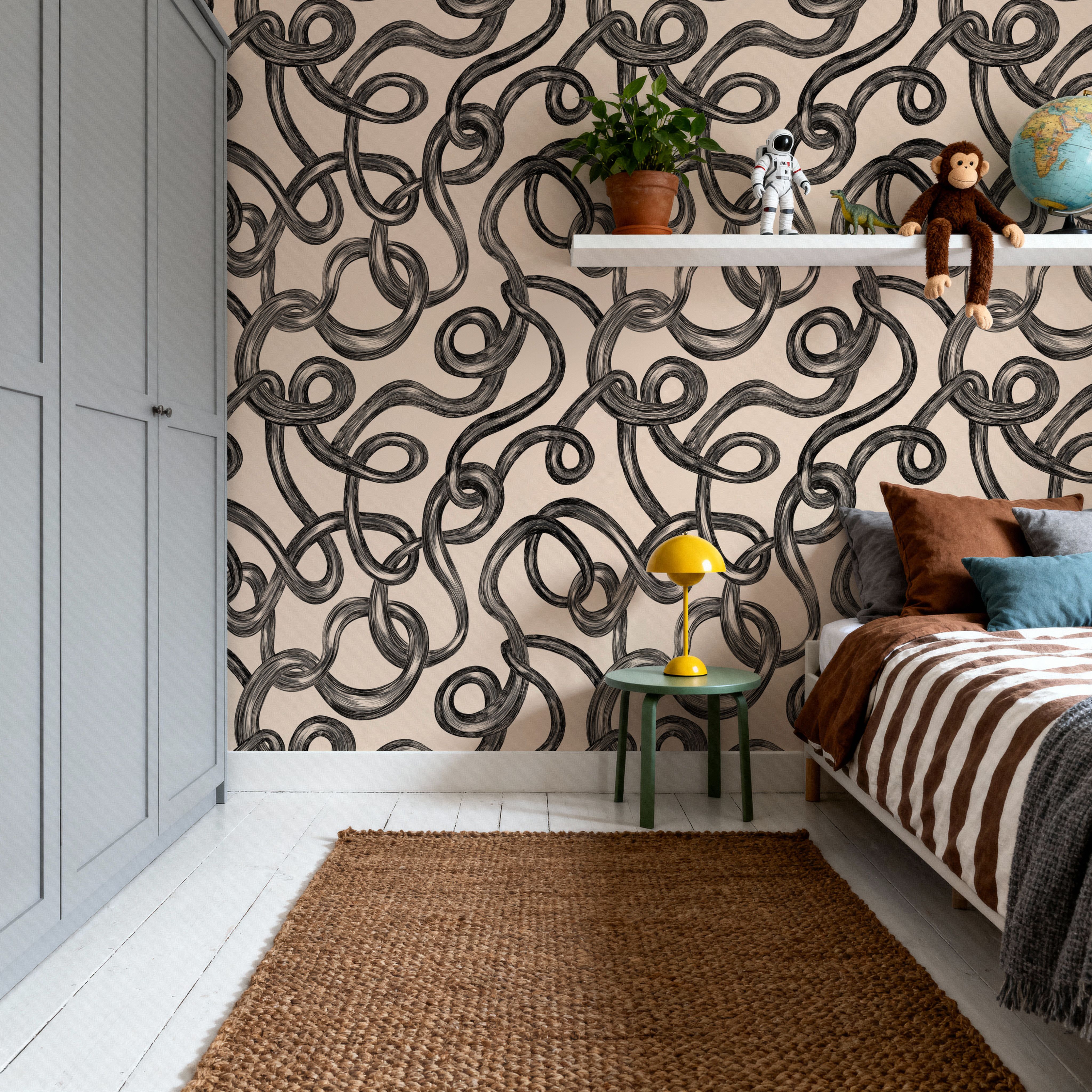 Swirl, Black on Ivory