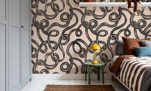 Swirl, Black on Ivory