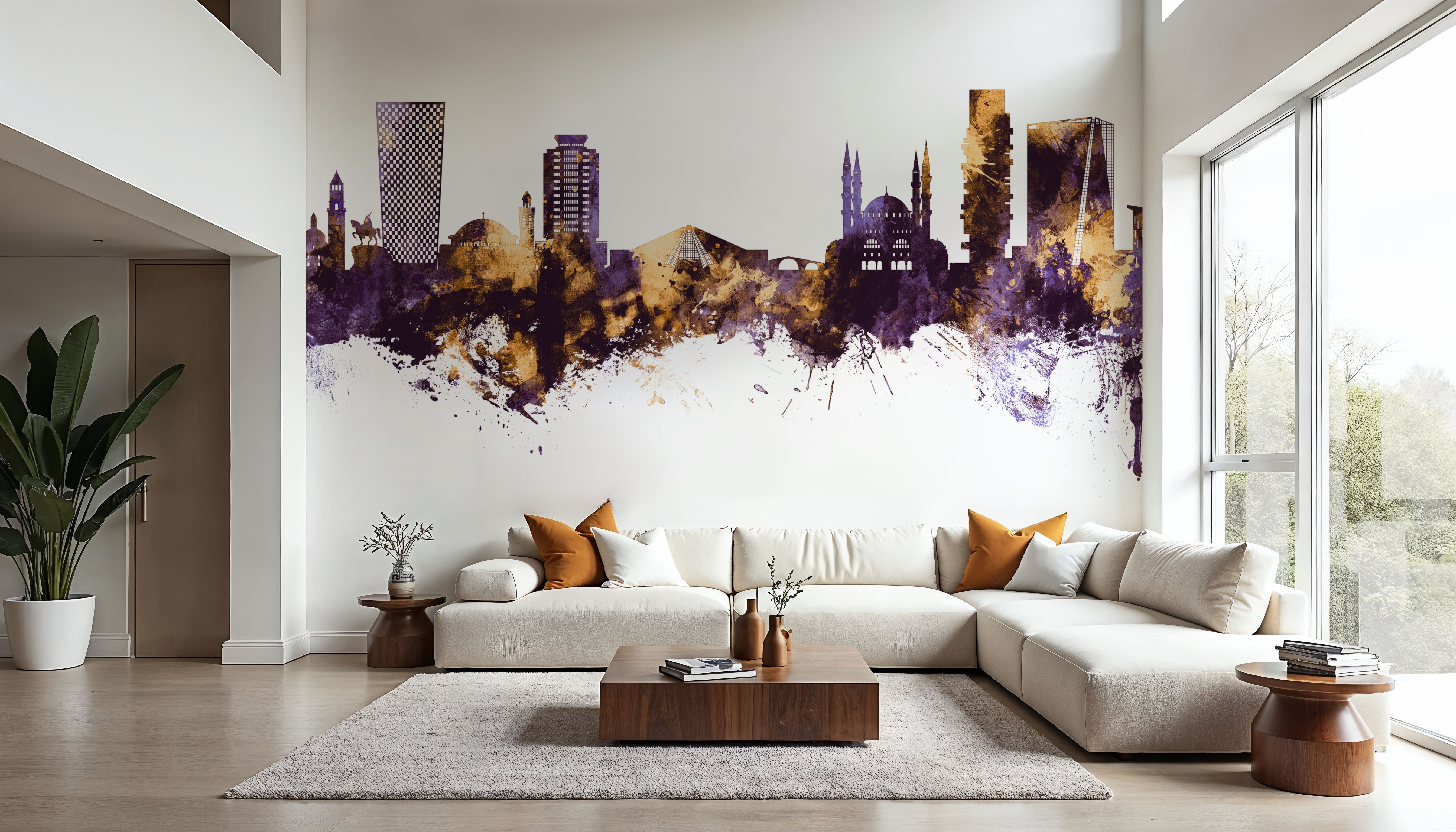 Tirana Skyline Purple & Gold