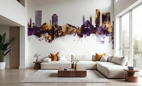 Tirana Skyline Purple & Gold