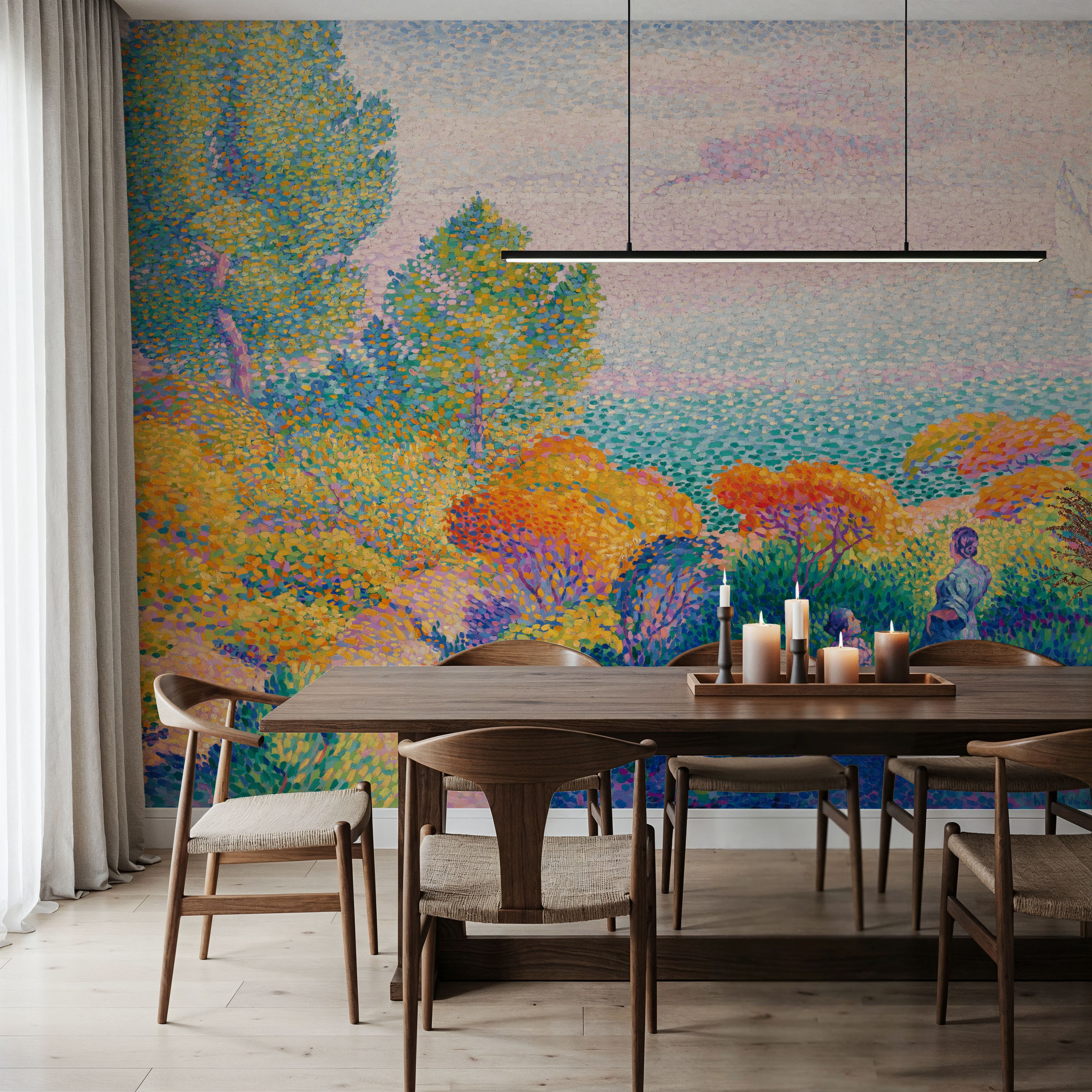 Papier Peint Panoramique - Two Women by the Shore, Mediterranean - Côtier Paysages - Salle à manger - Wallism Belgique