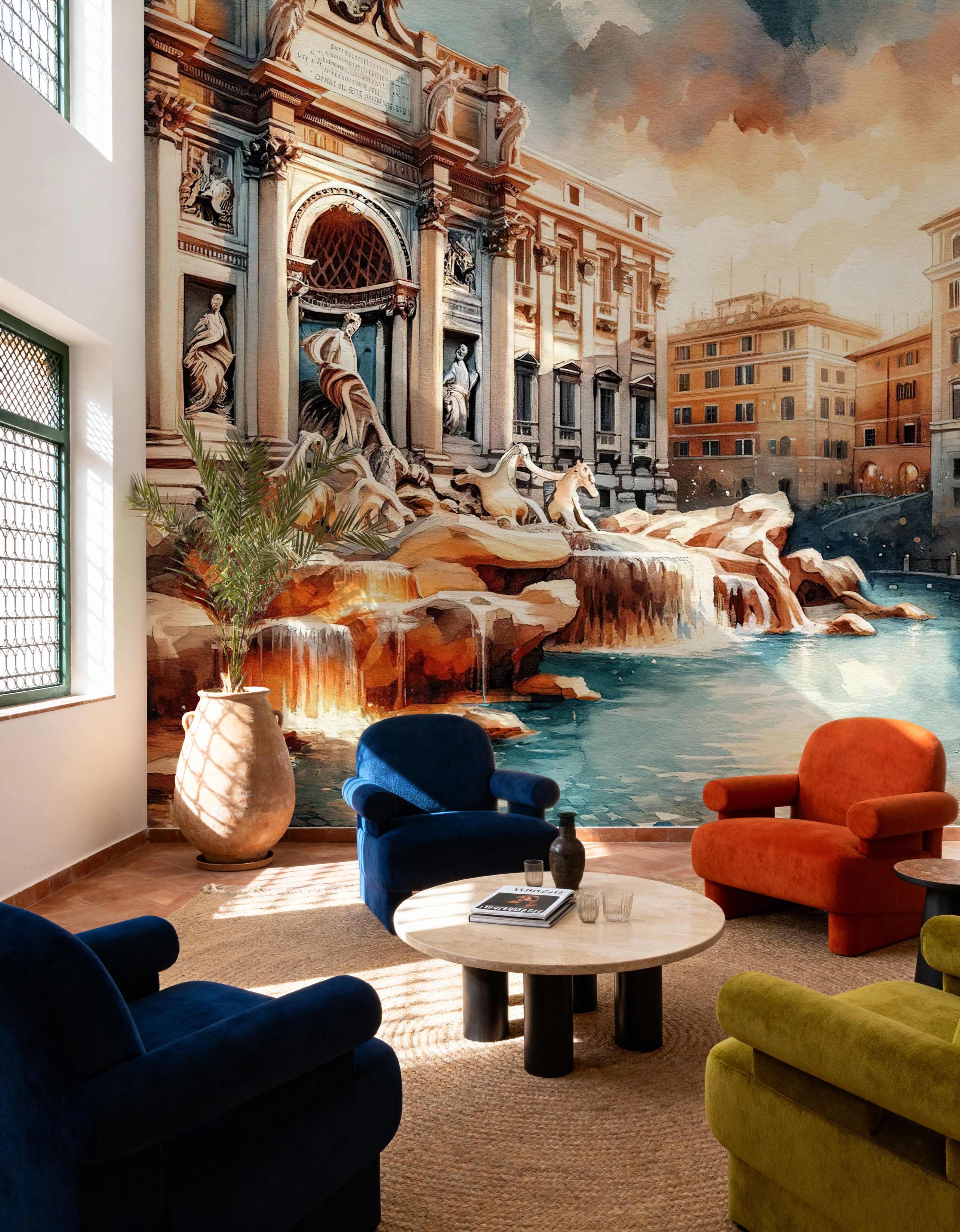 Watercolor Trevi Fountain Rome