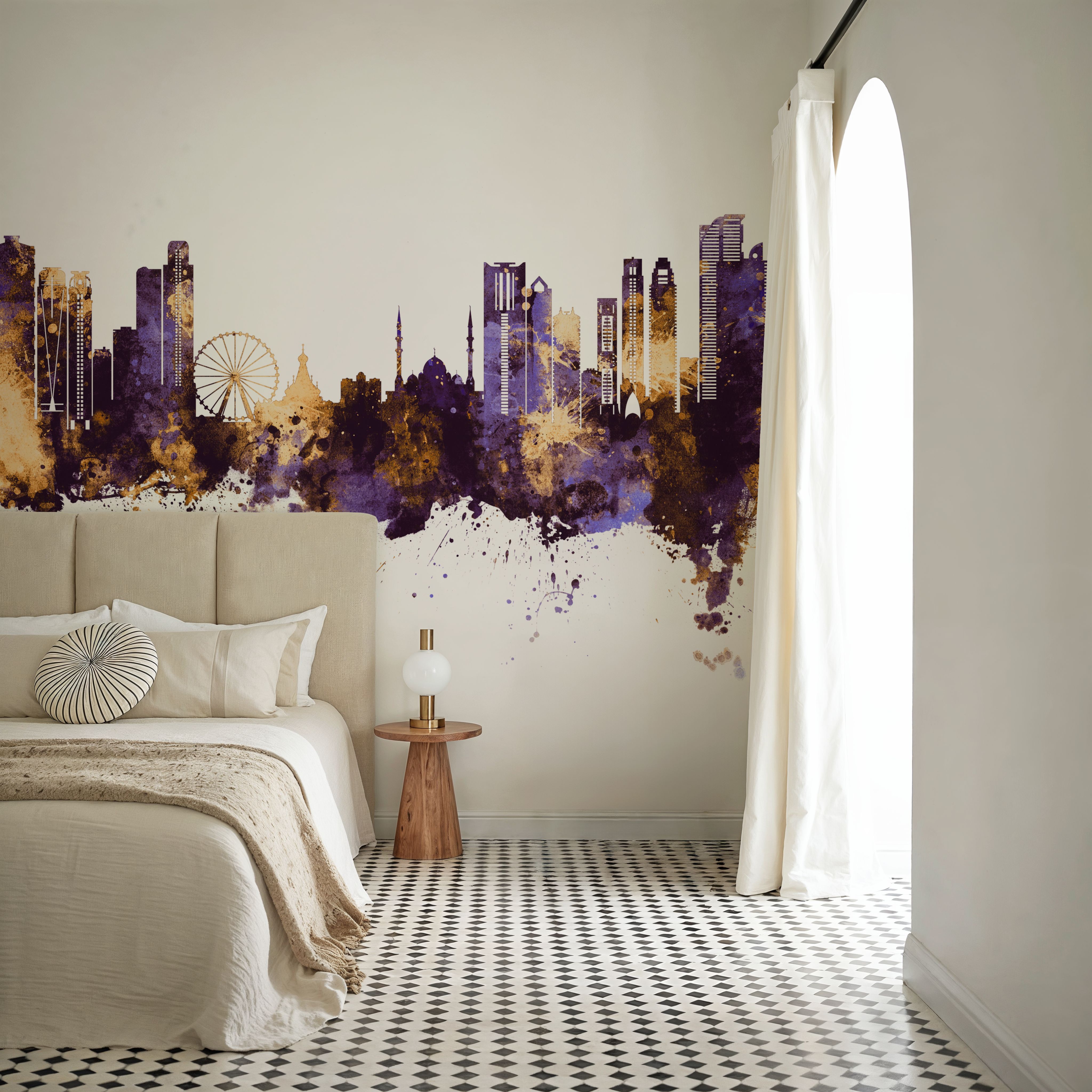 Sharjah Skyline Purple & Gold