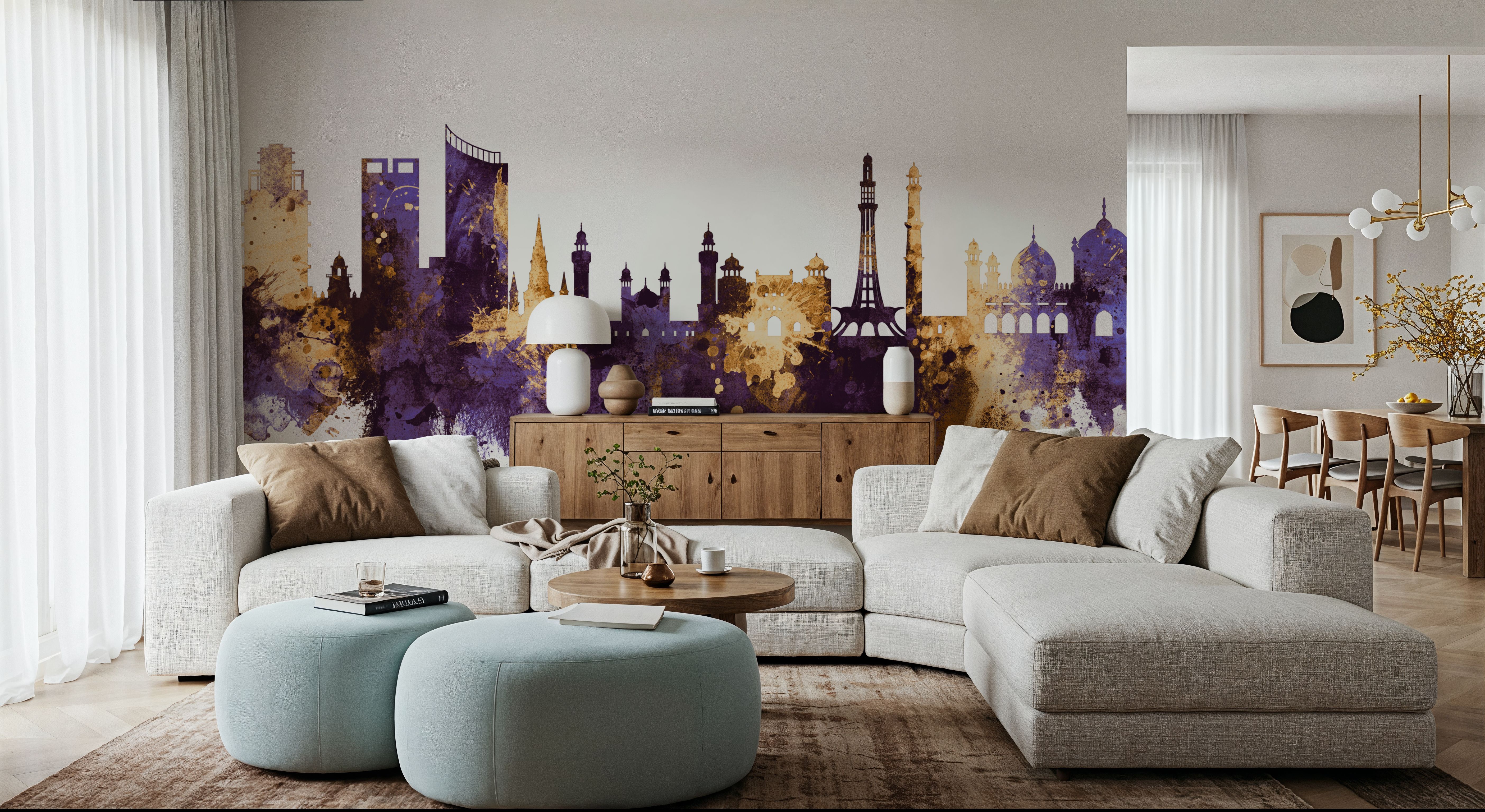 Lahore Pakistan Skyline Purple & Gold