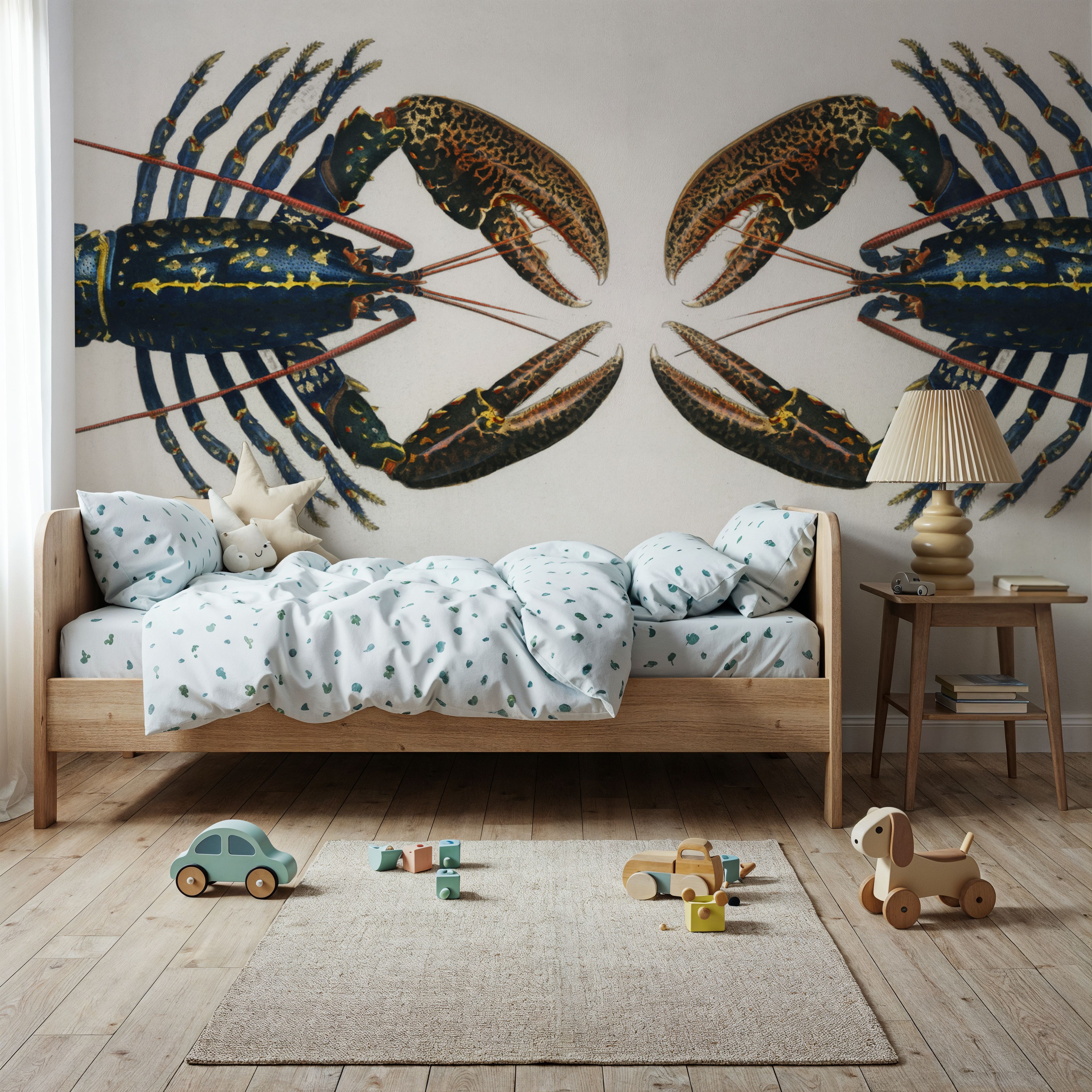 Wall Mural - Crimson Crawfish Extravaganza - Maritime Oceans & Seascapes mural wallpaper - Bedroom - Wallism US - Premium, Textured or Peel & Stick