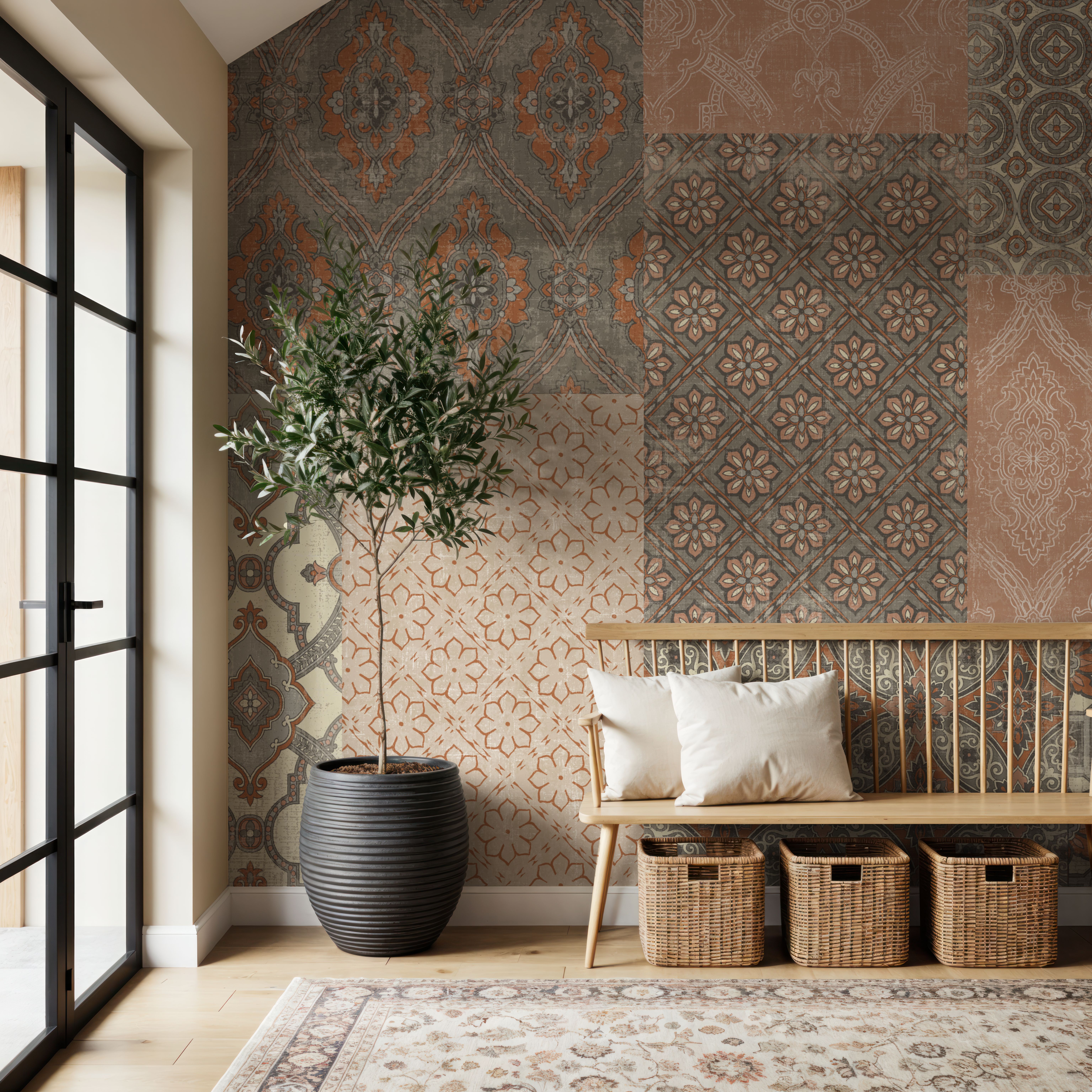 Venetian Patchwork I Orange Gray