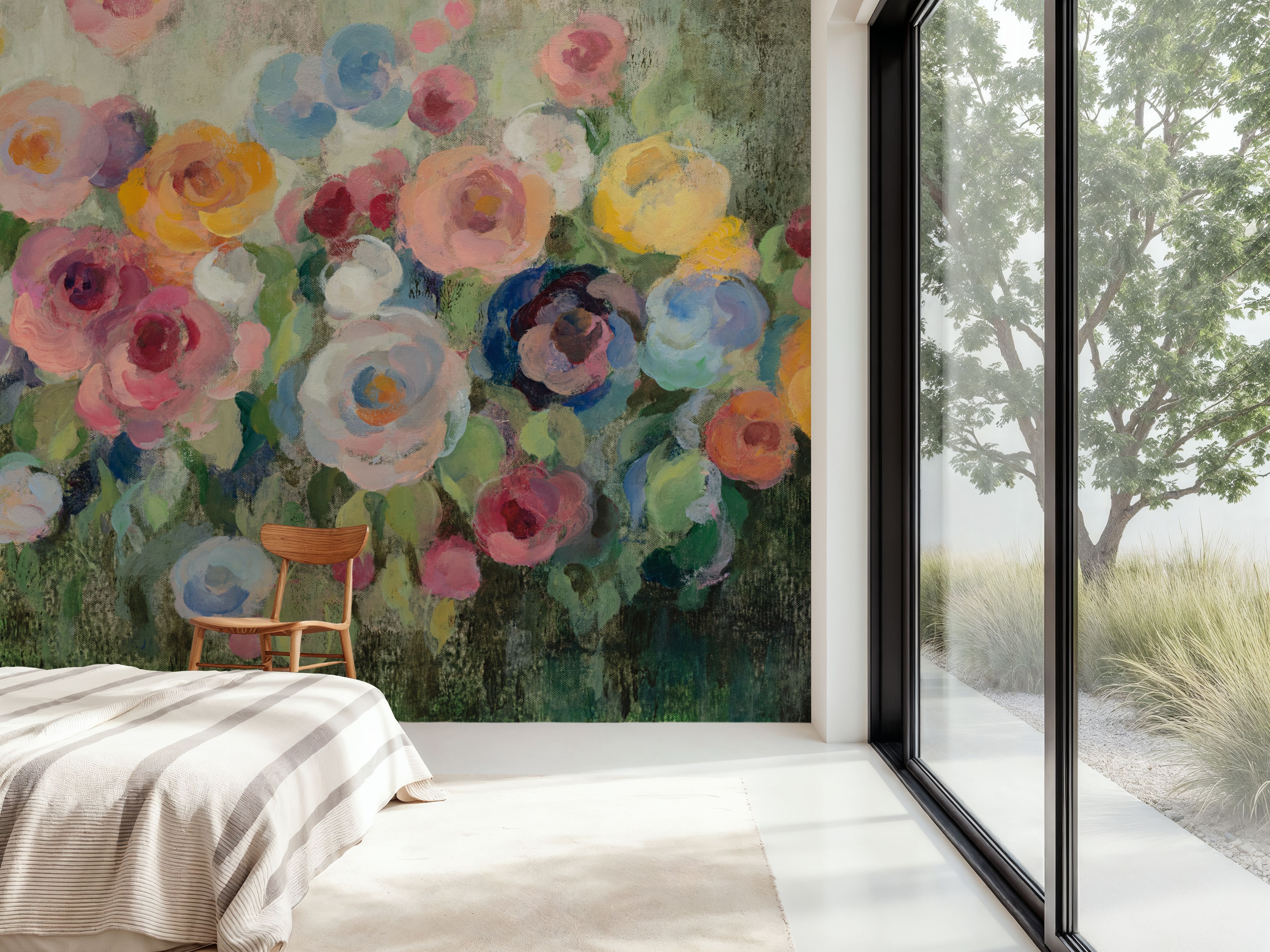 Flowers on Mossy Green