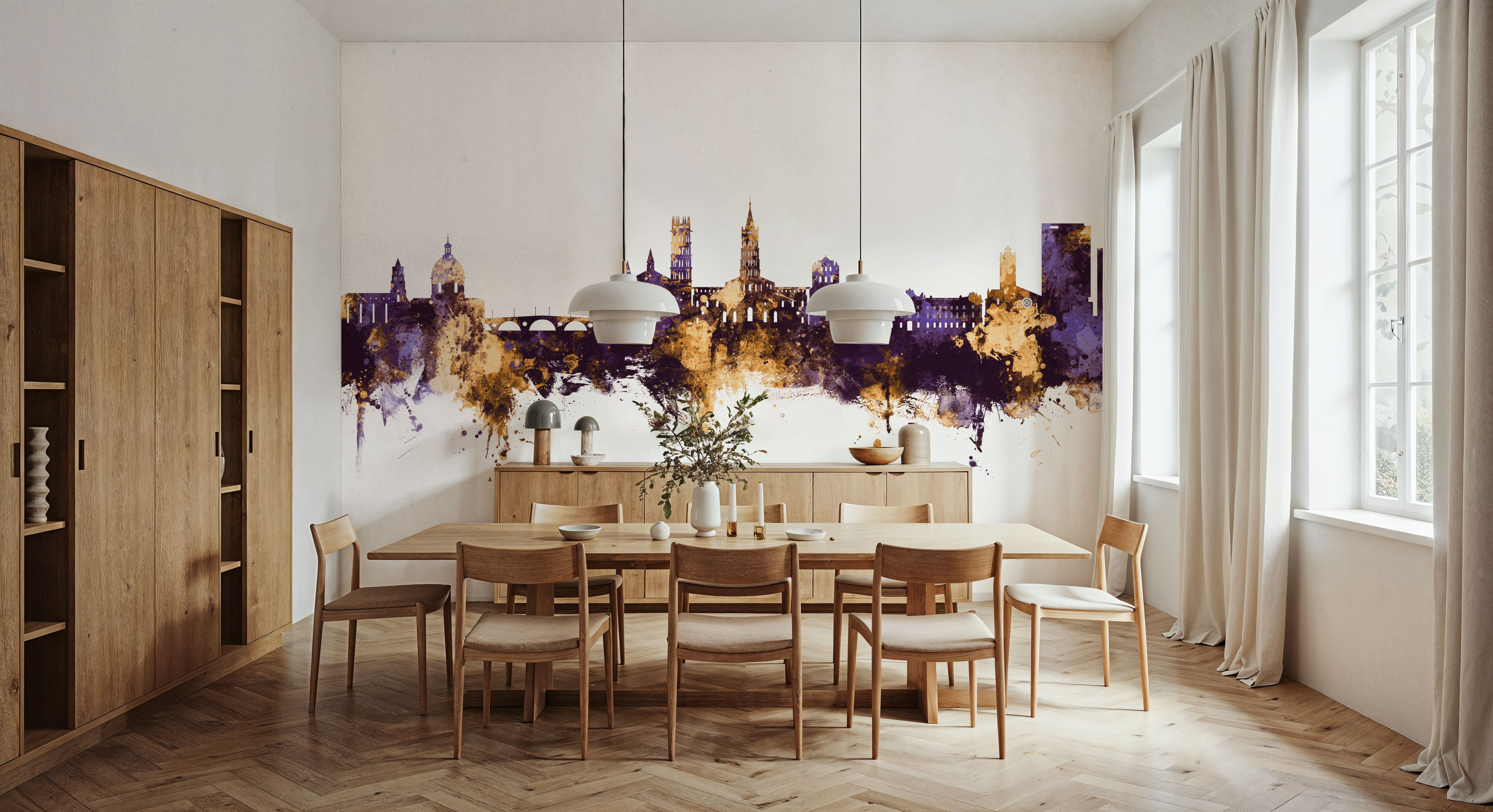 Toulouse France Skyline Purple & Gold