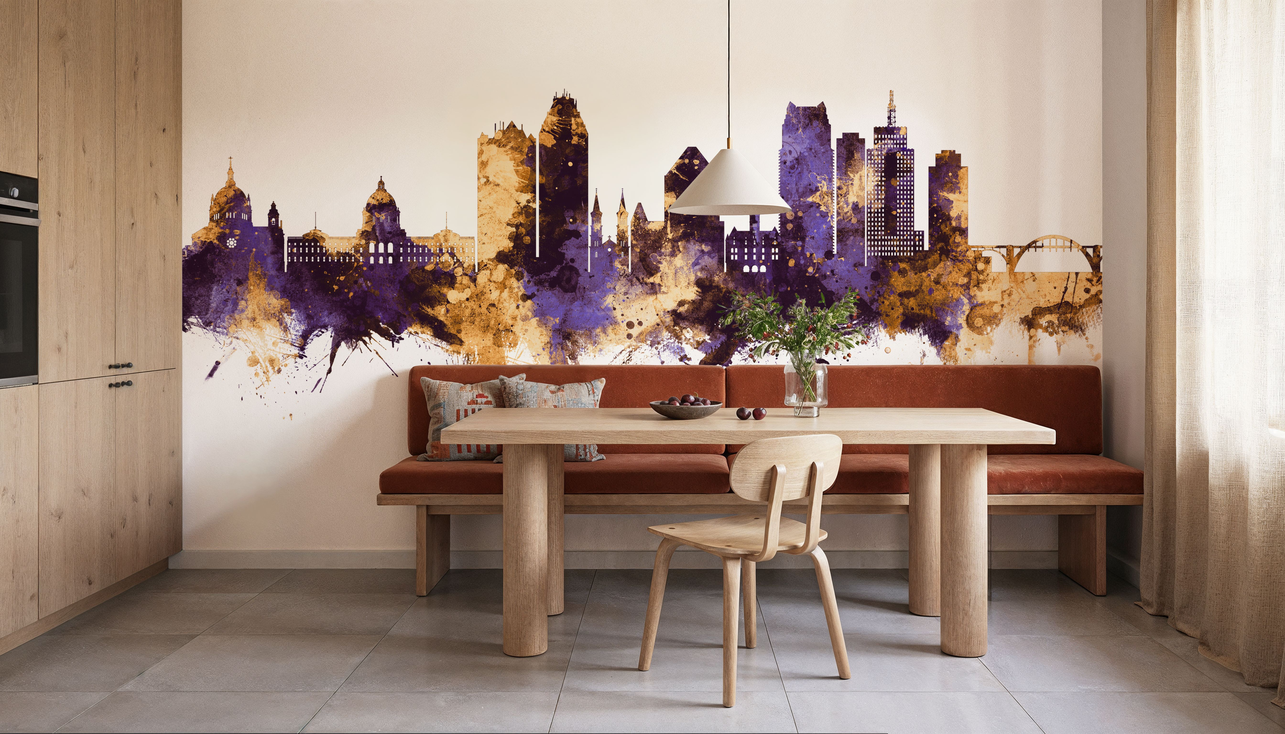 Saint Paul Minnesota Skyline Purple & Gold, Tapeten