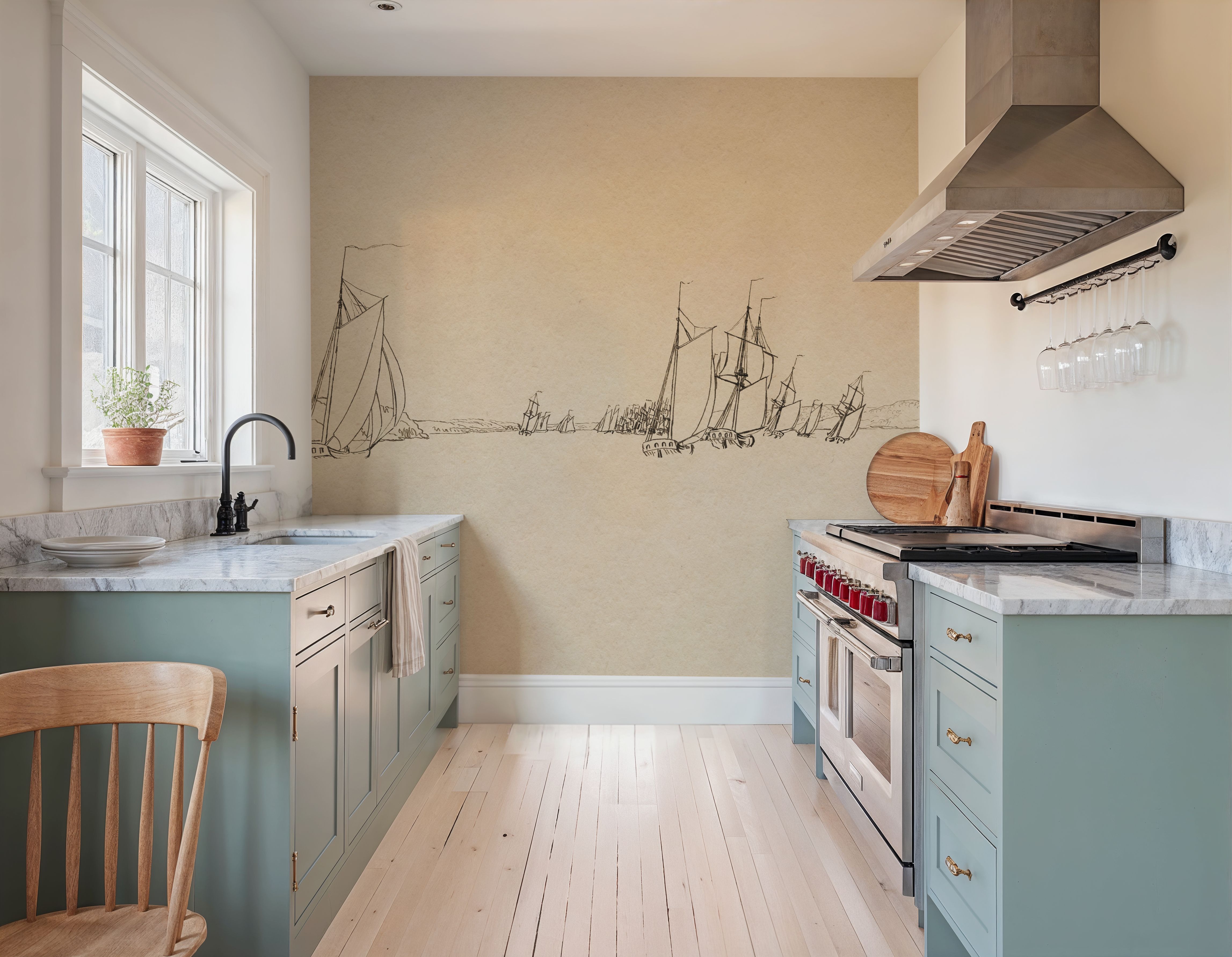 Fotomural - Sketch of the Harbor I - Marítimo - Oficinas - Wallism España - Pegar en la pared o Autoadhesivo