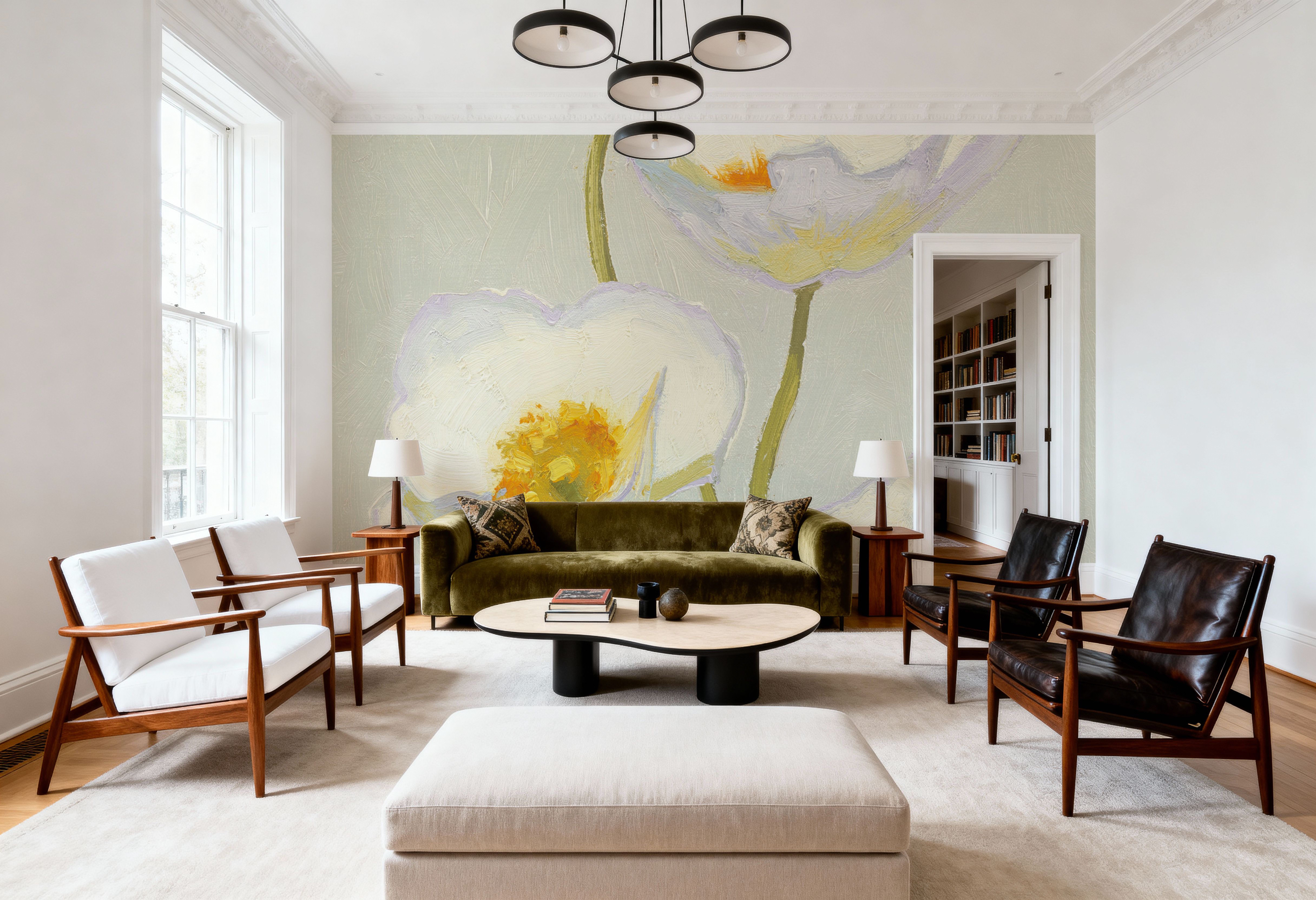 White On White Poppies Panel II