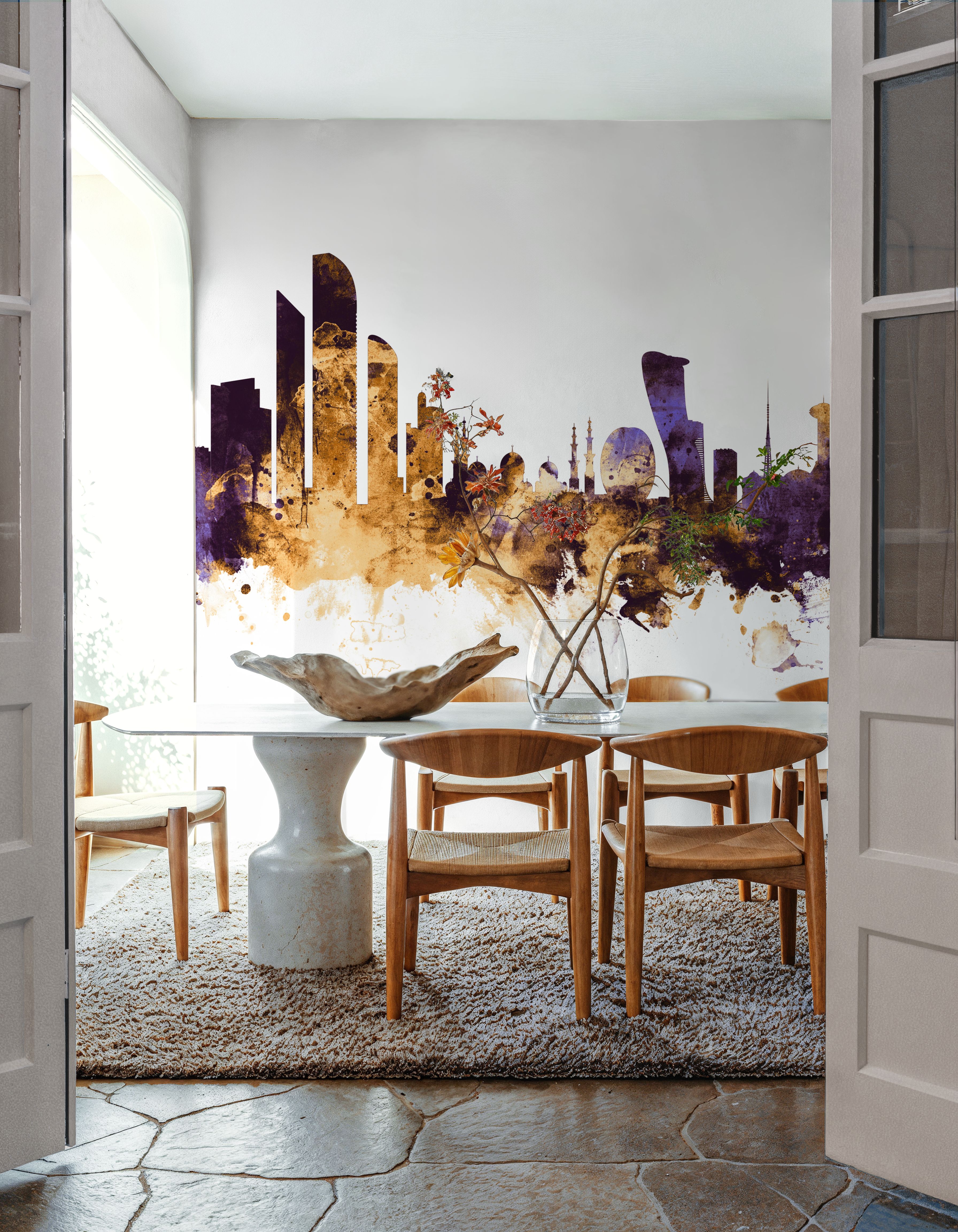 Abu Dhabi Skyline Purple & Gold