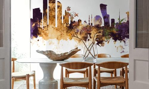 Abu Dhabi Skyline Purple & Gold