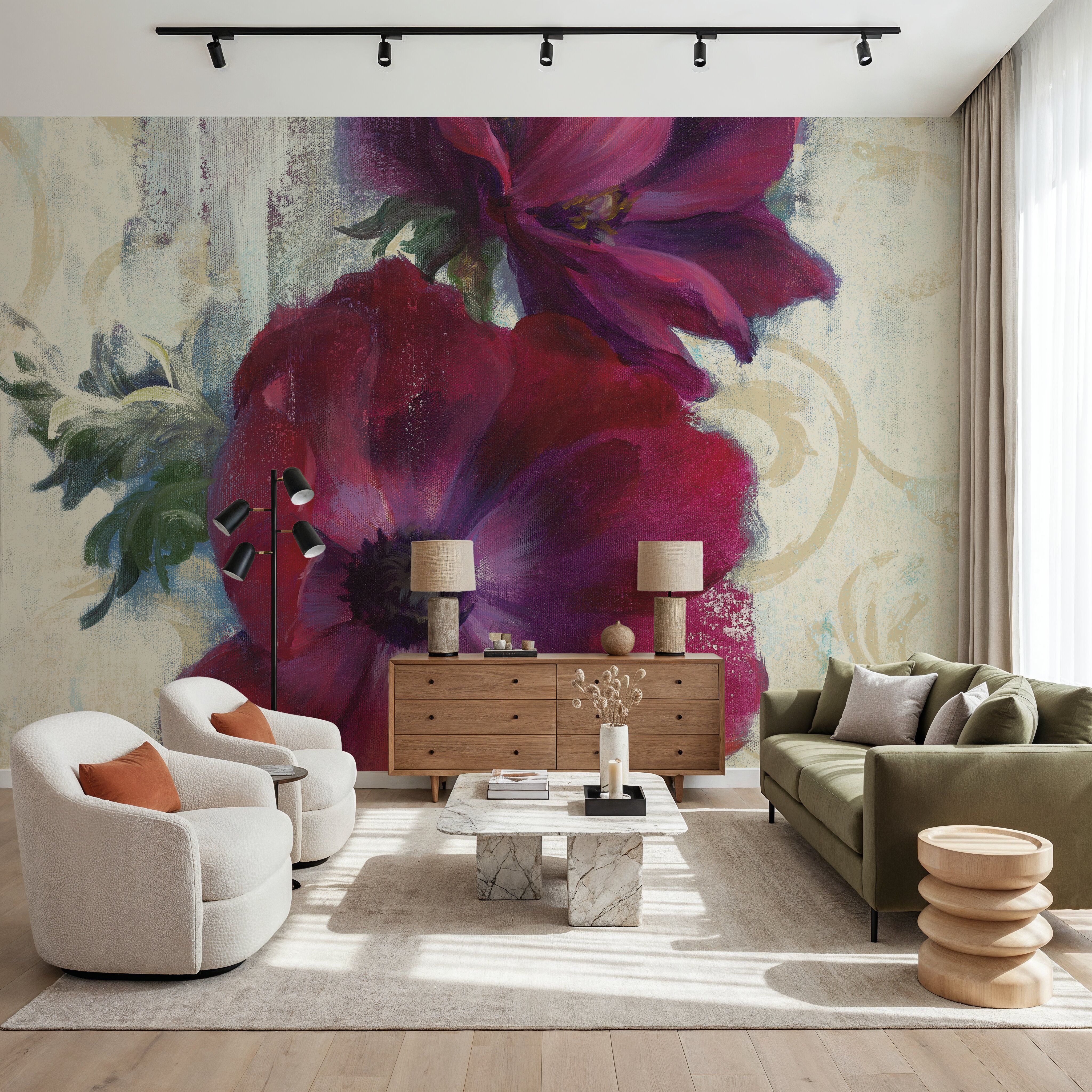 Rich Anemones I on Ivory