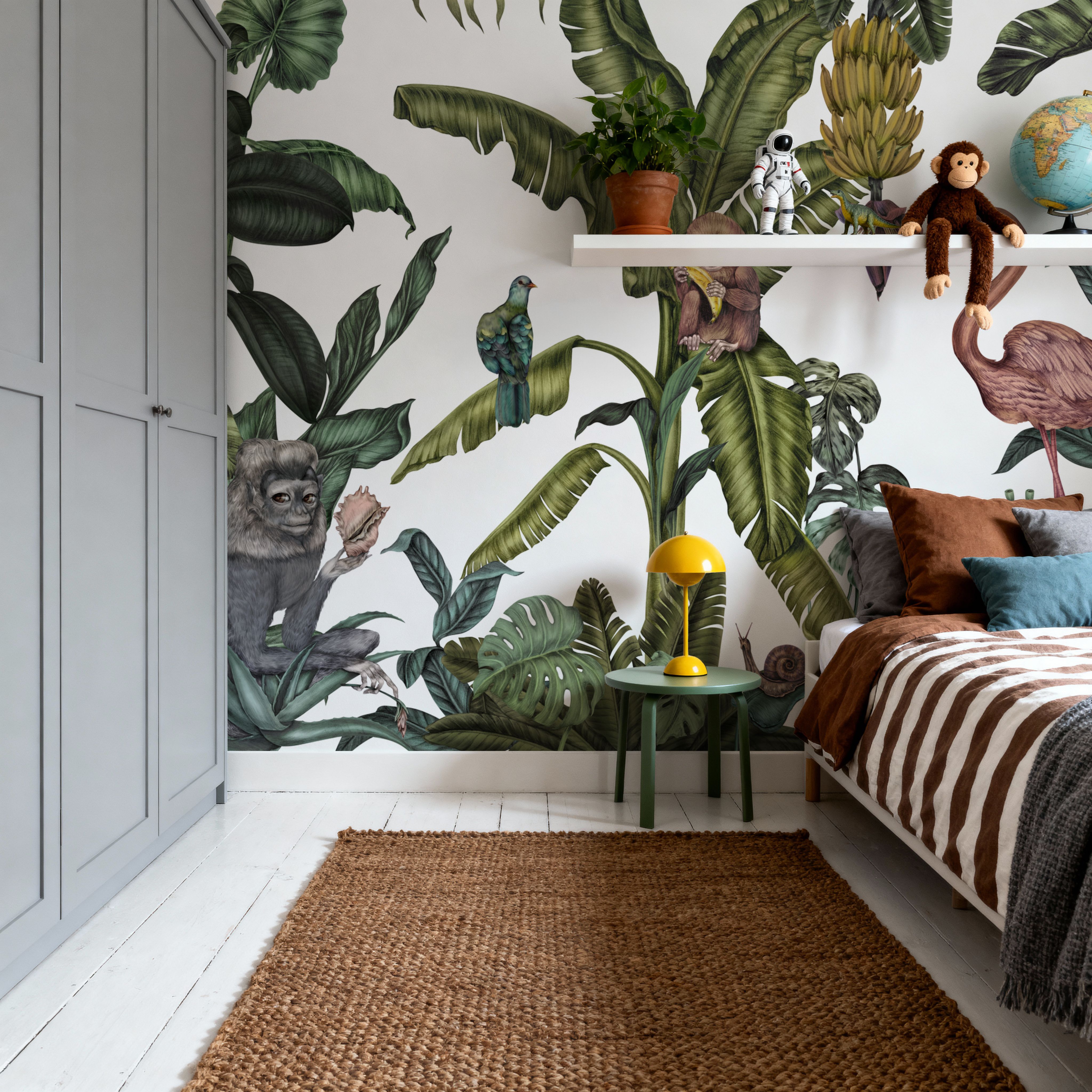 Monkeys With Birds, White