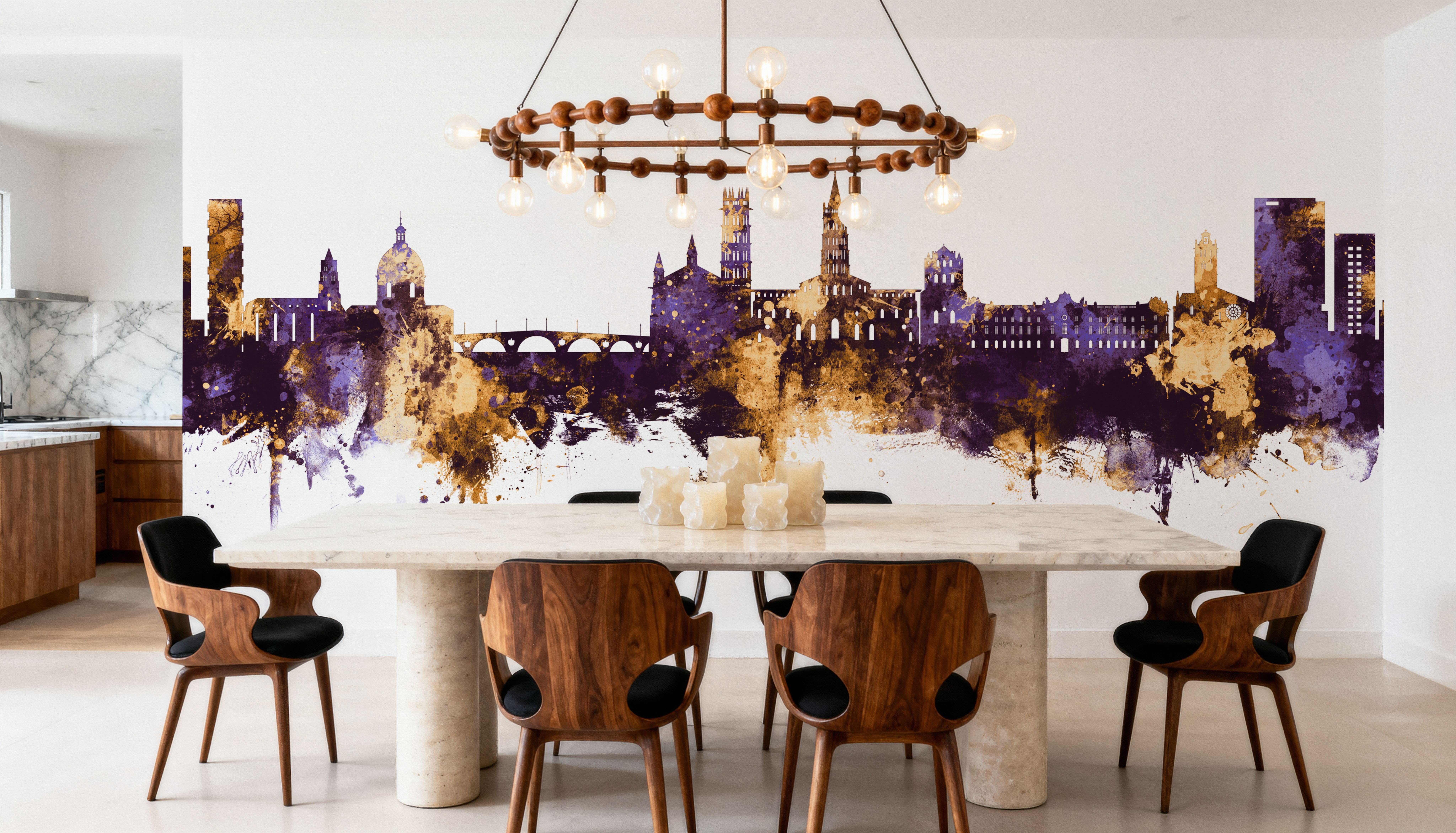 Toulouse France Skyline Purple & Gold