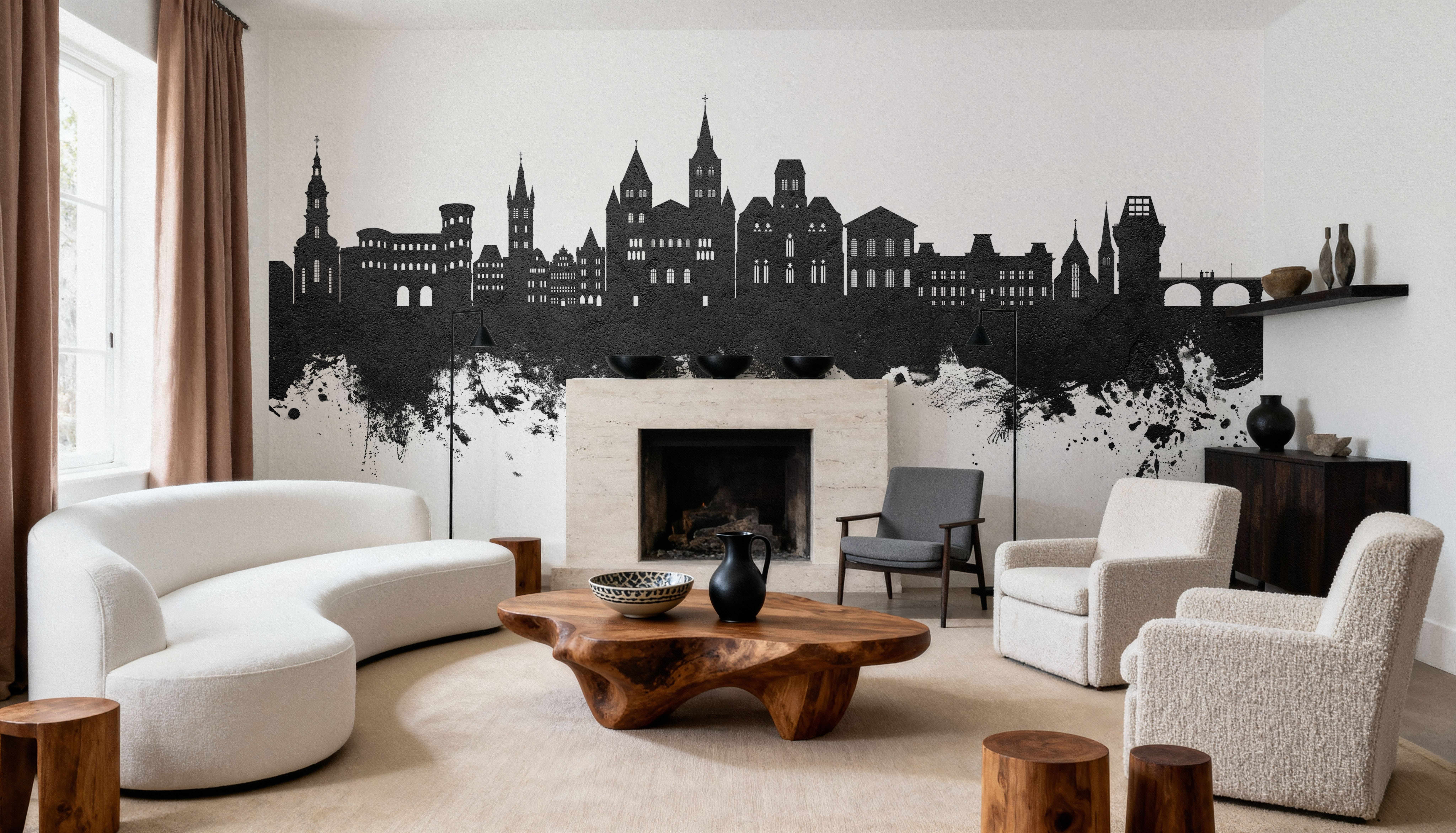 Trier Germany Skyline Black & White, Tapeten