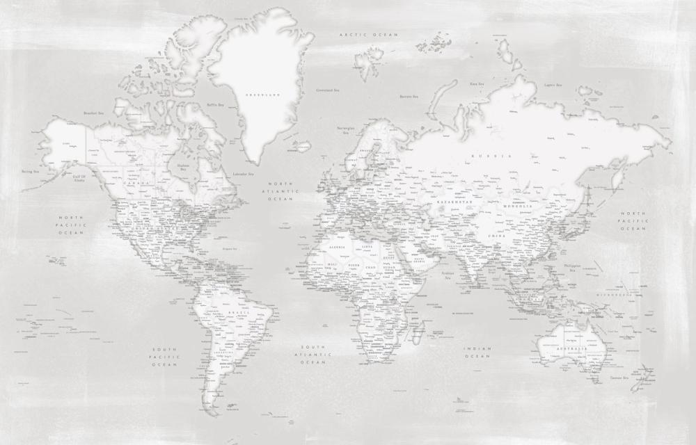 World Map Cities - Maeli Neutral