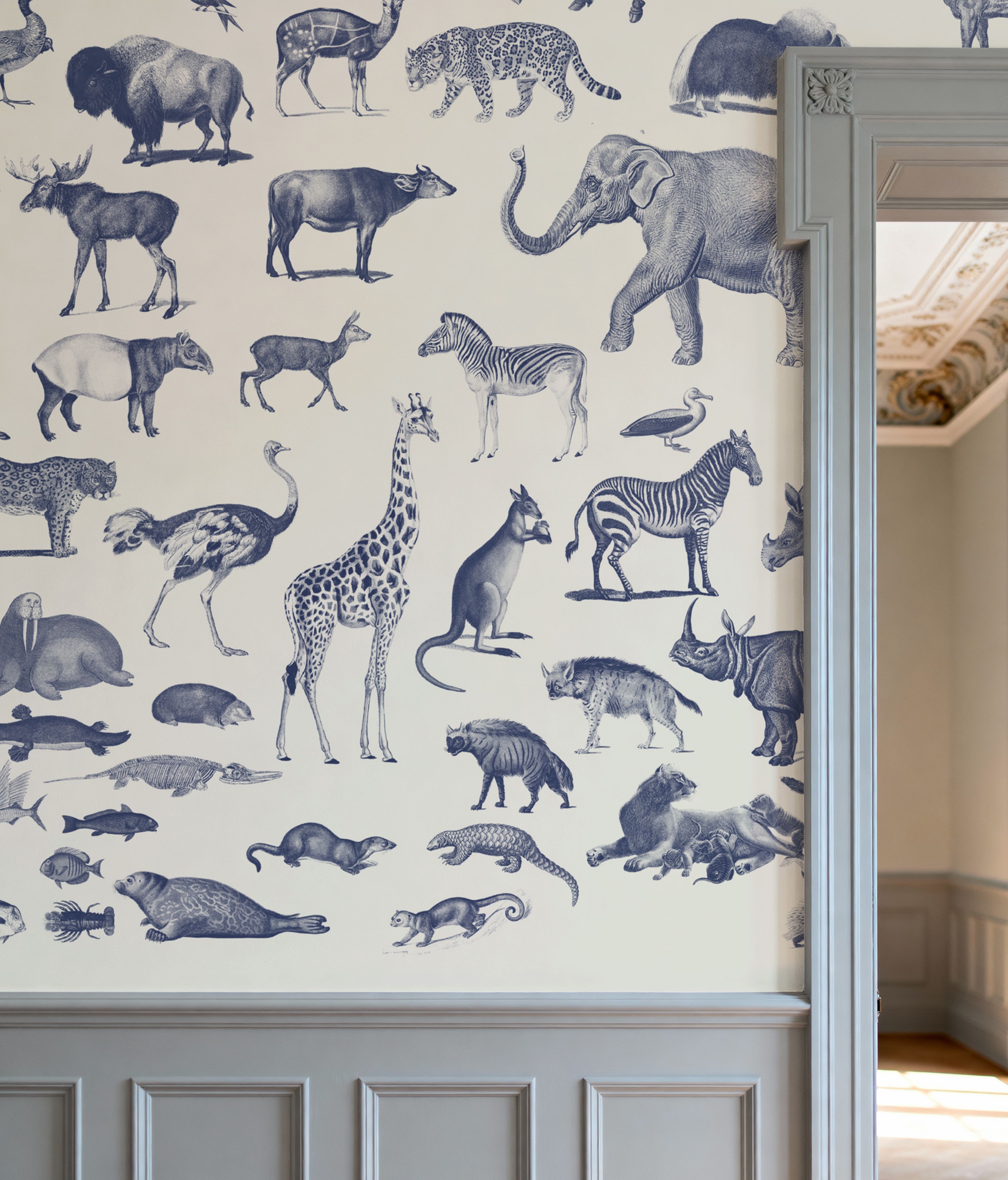 Vintage Animals, Ink Blue