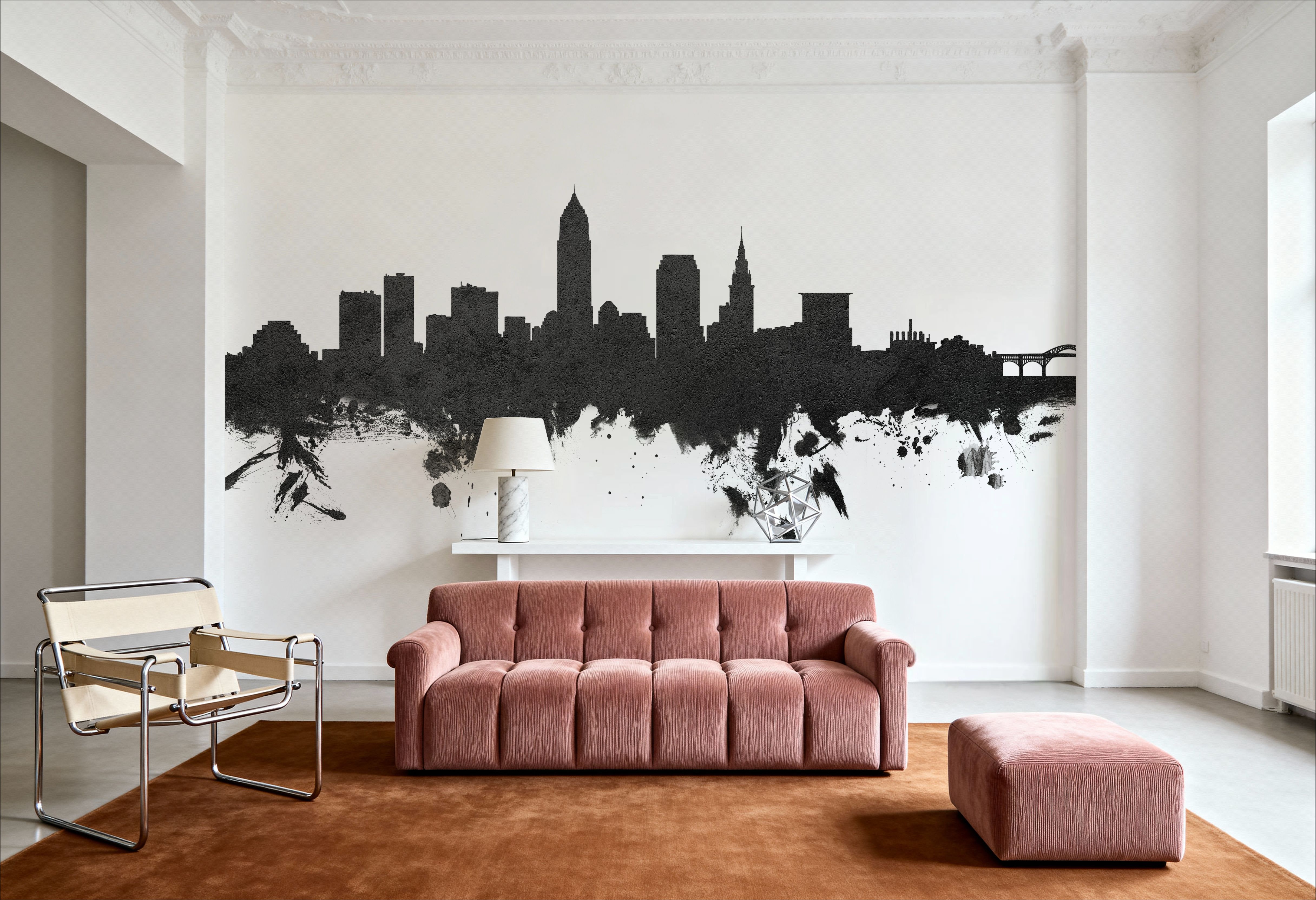 Cleveland Ohio Skyline Black & White