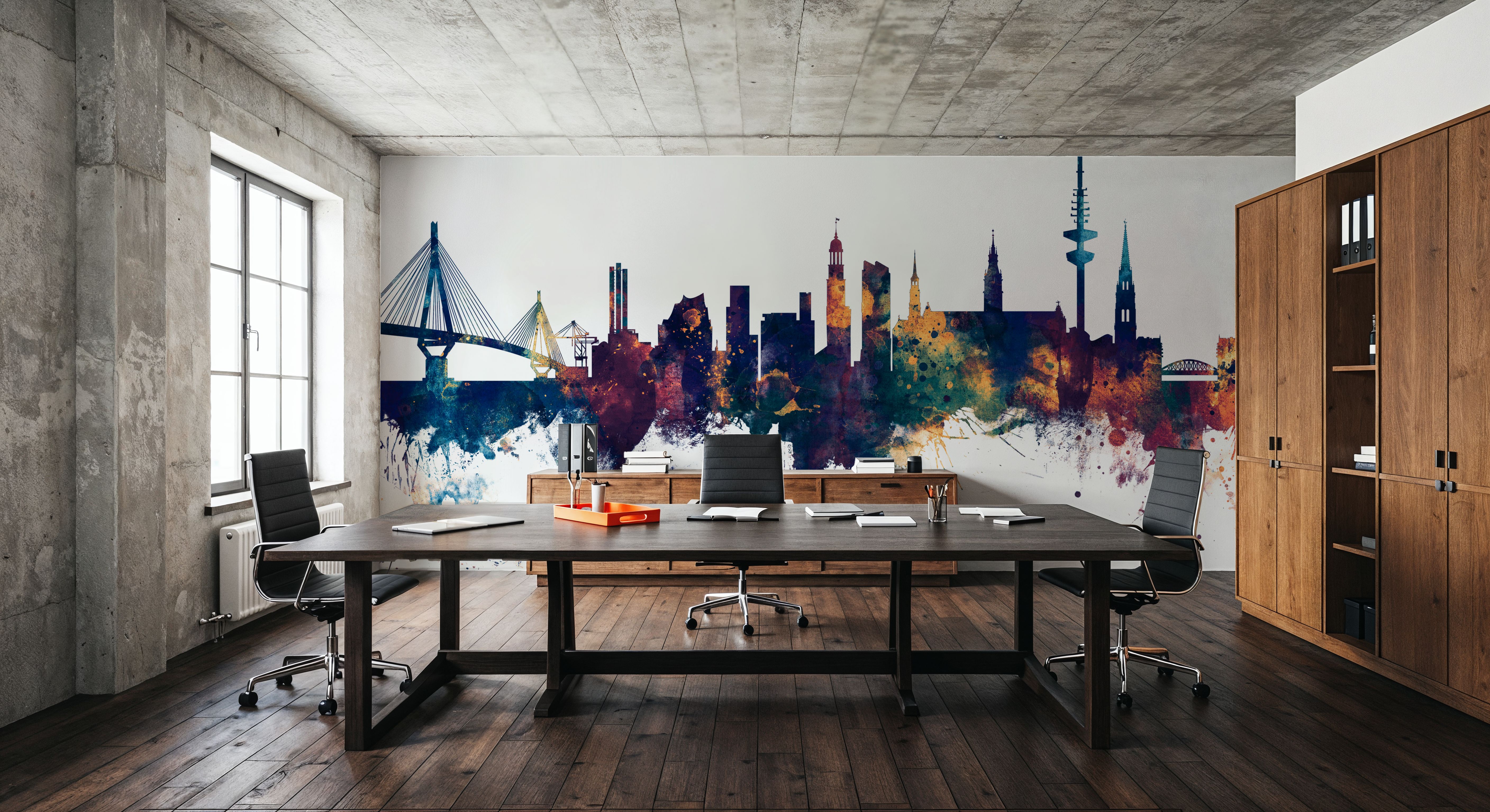Hamburg Germany Skyline Blue & Bronze