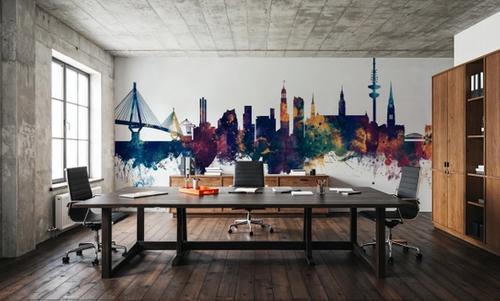 Hamburg Germany Skyline Blue & Bronze