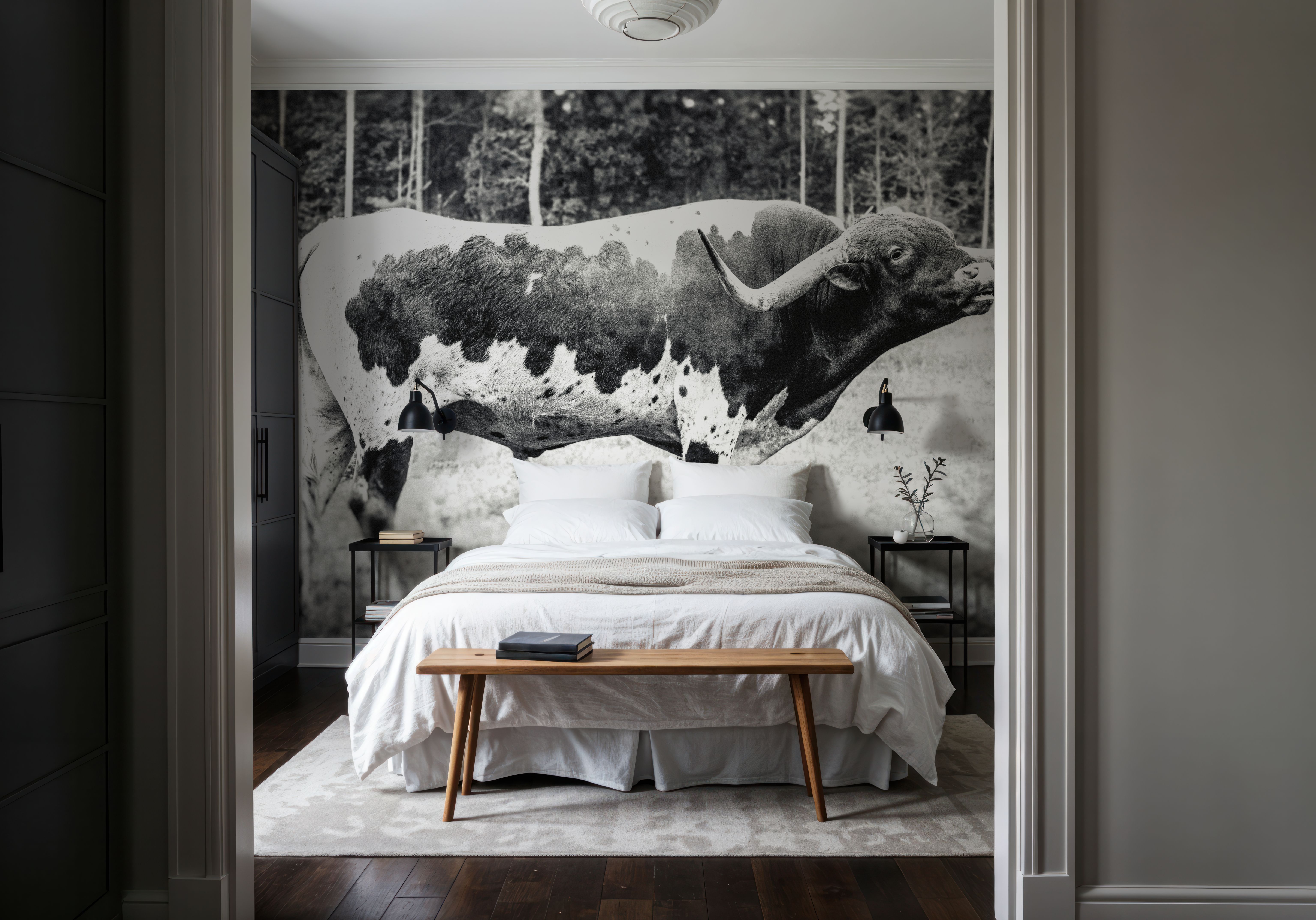 Longhorn Bull BW, Wallpaper