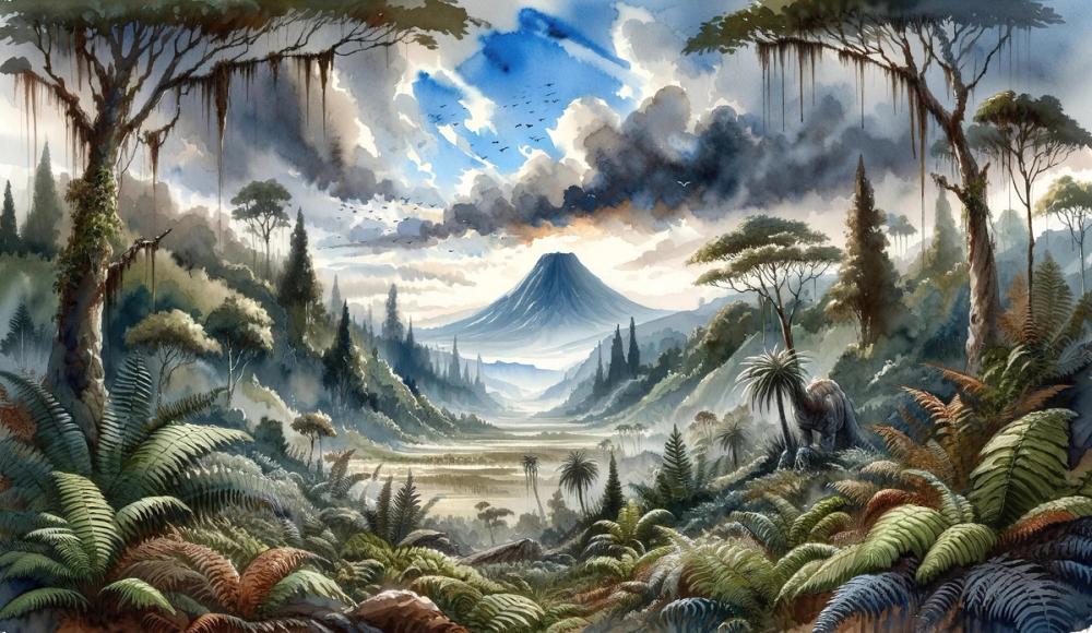 Lush Jungle Valley with Mountains