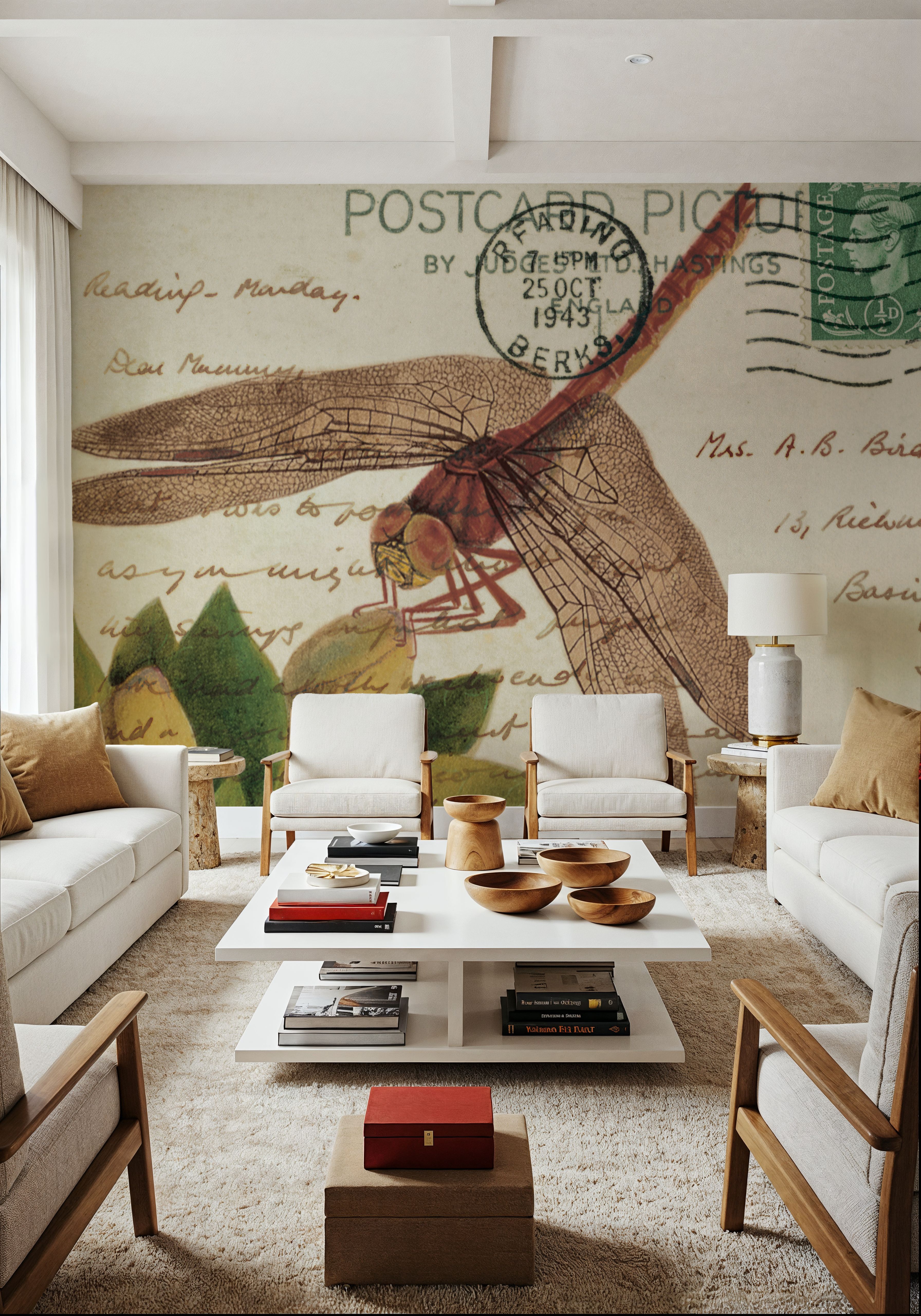 Dragonfly Postcard II Cream