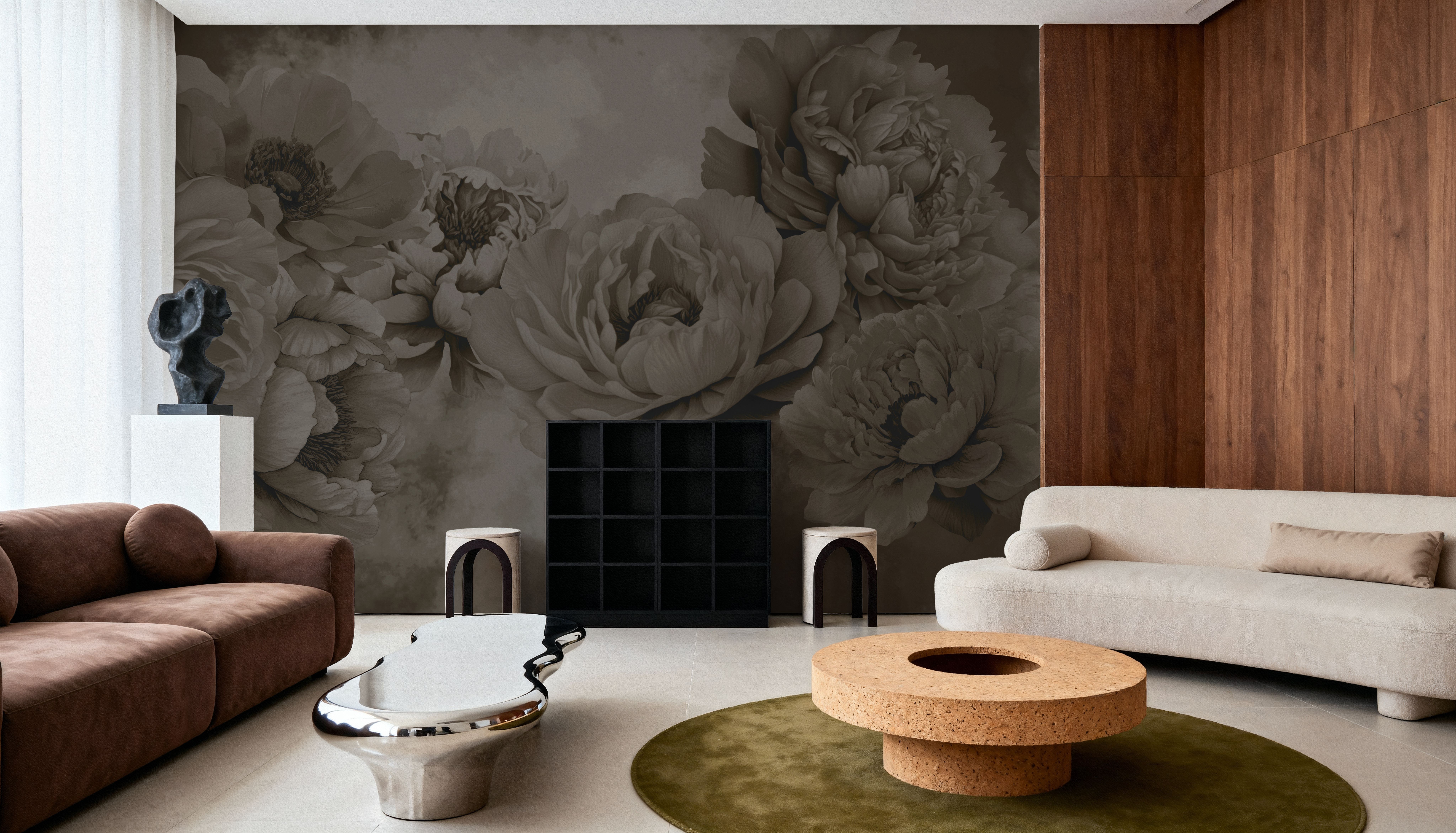 Transcendent Peony, Sage, Wallpaper