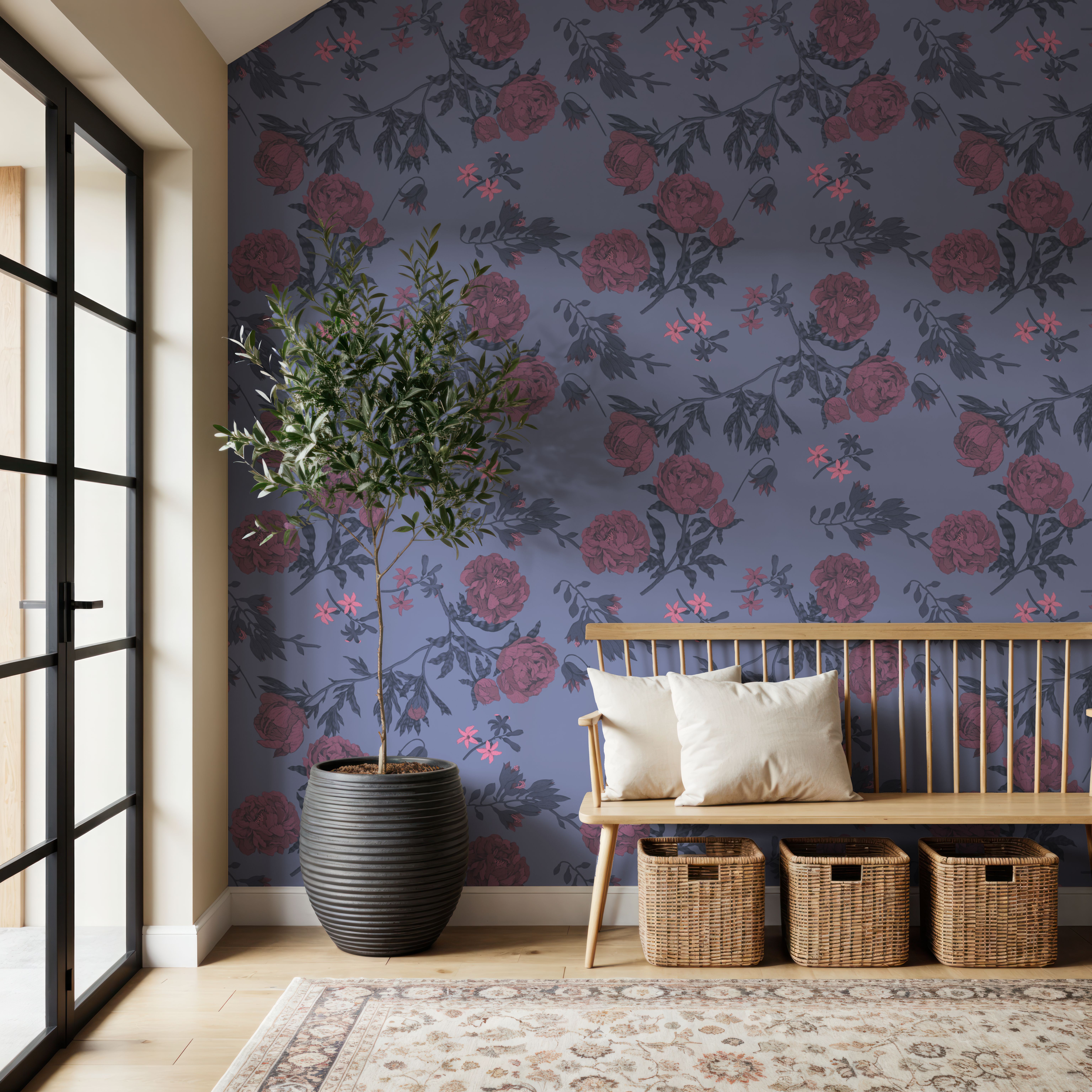 Peony Passion, Purple, Wallpaper