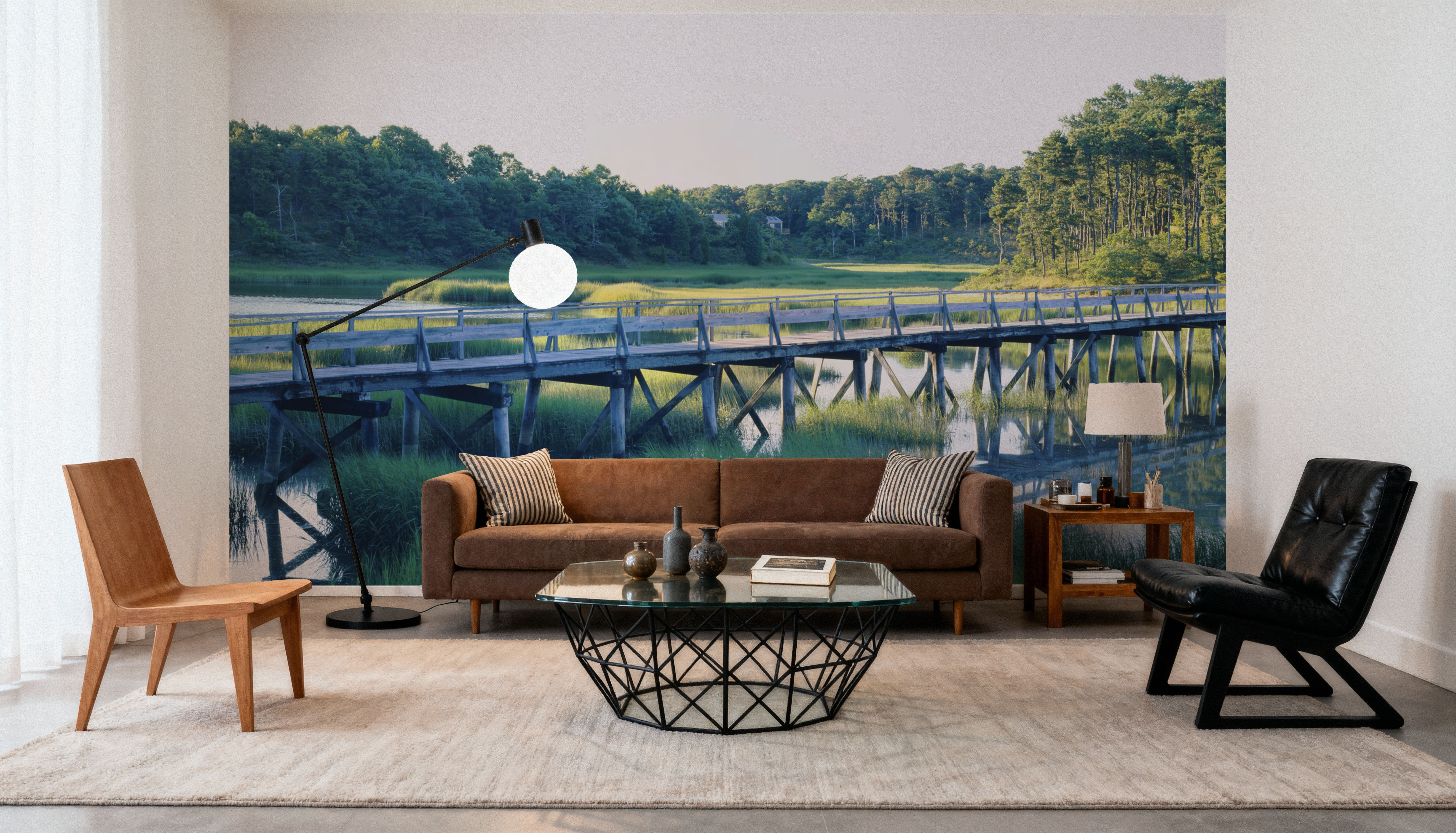 Woodland Bridge Reflection, Wallpaper