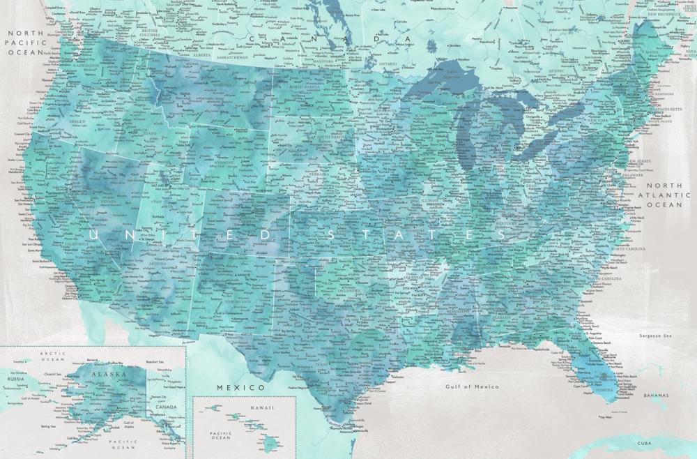US Map Detailed - Harriet
