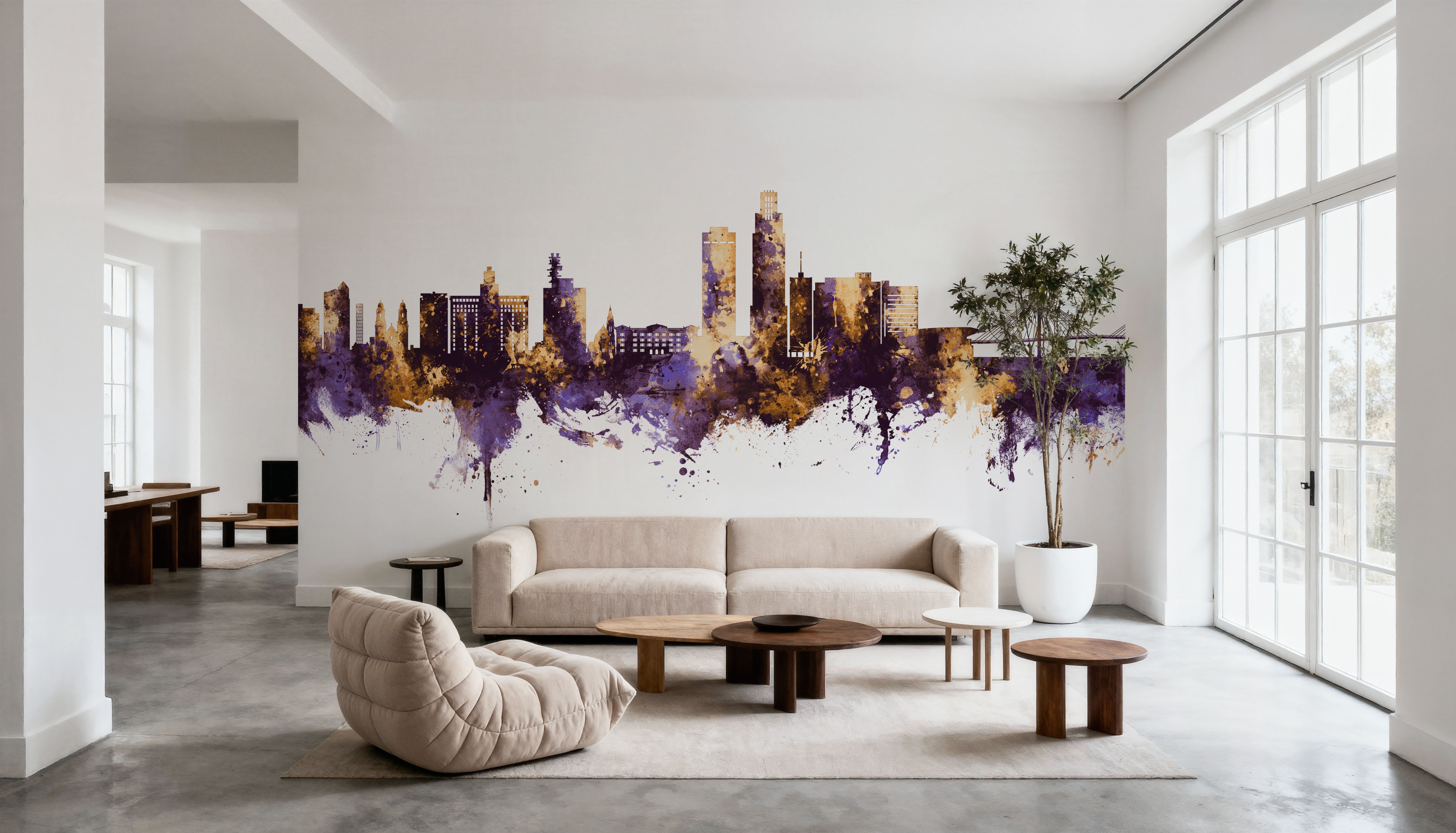 Omaha Nebraska Skyline Purple & Gold