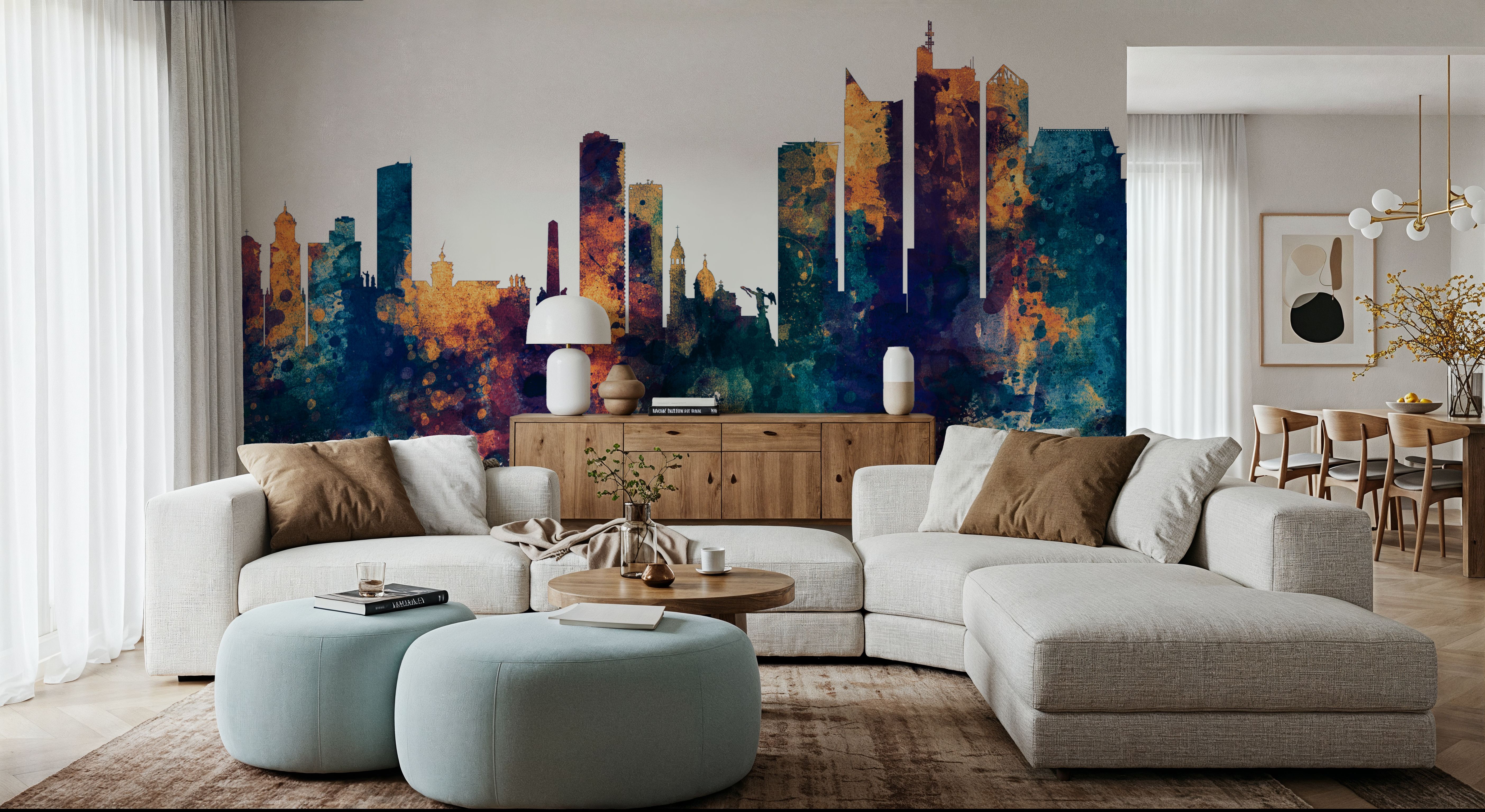 Manila Philippines Skyline Blue & Bronze